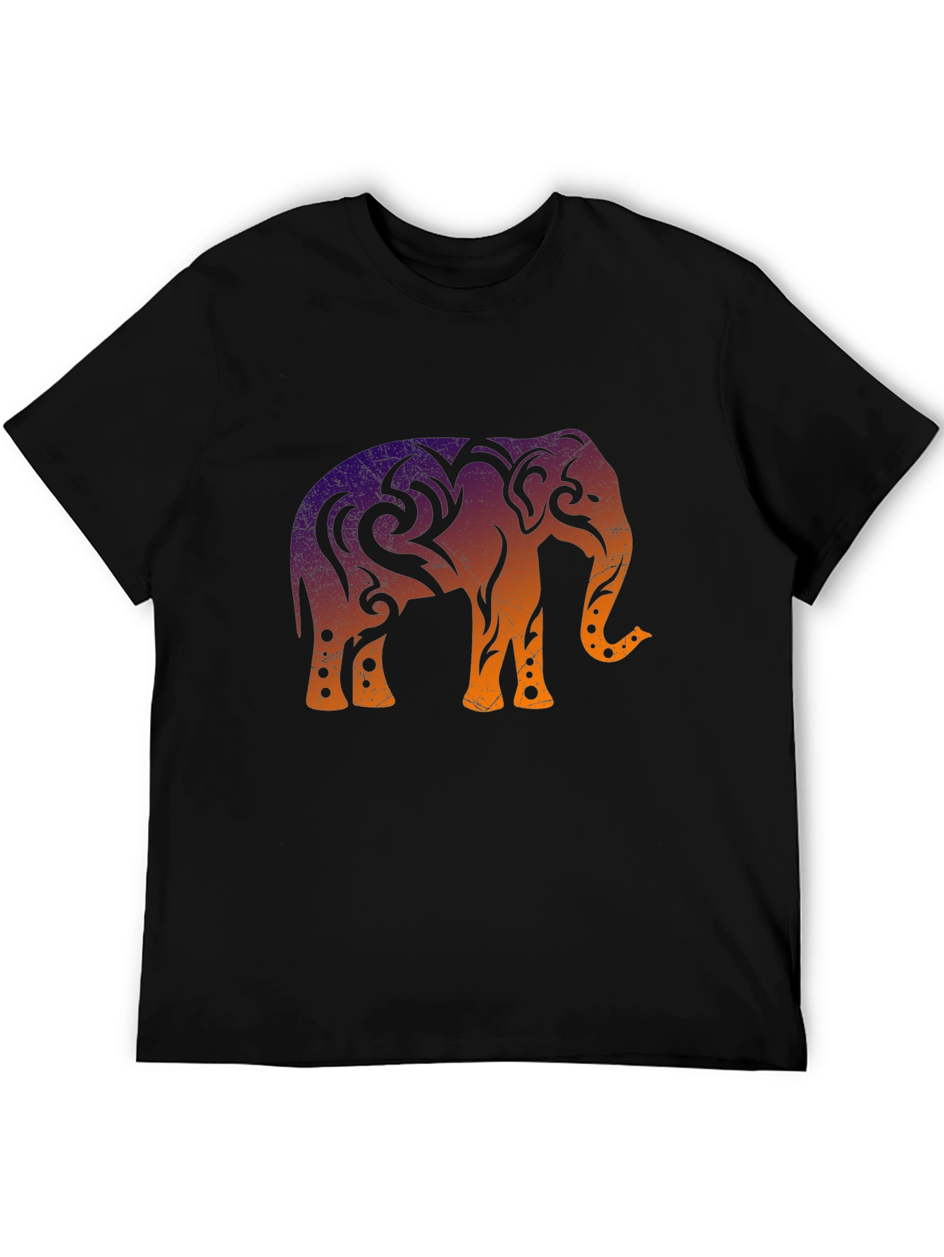 Tribal Elephant Graphic Tee - Cool Ombre Design