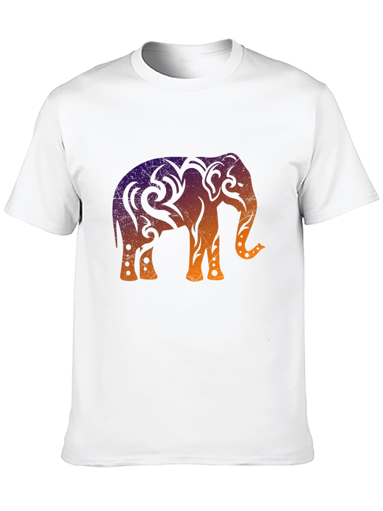 Tribal Elephant Graphic Tee - Cool Ombre Design