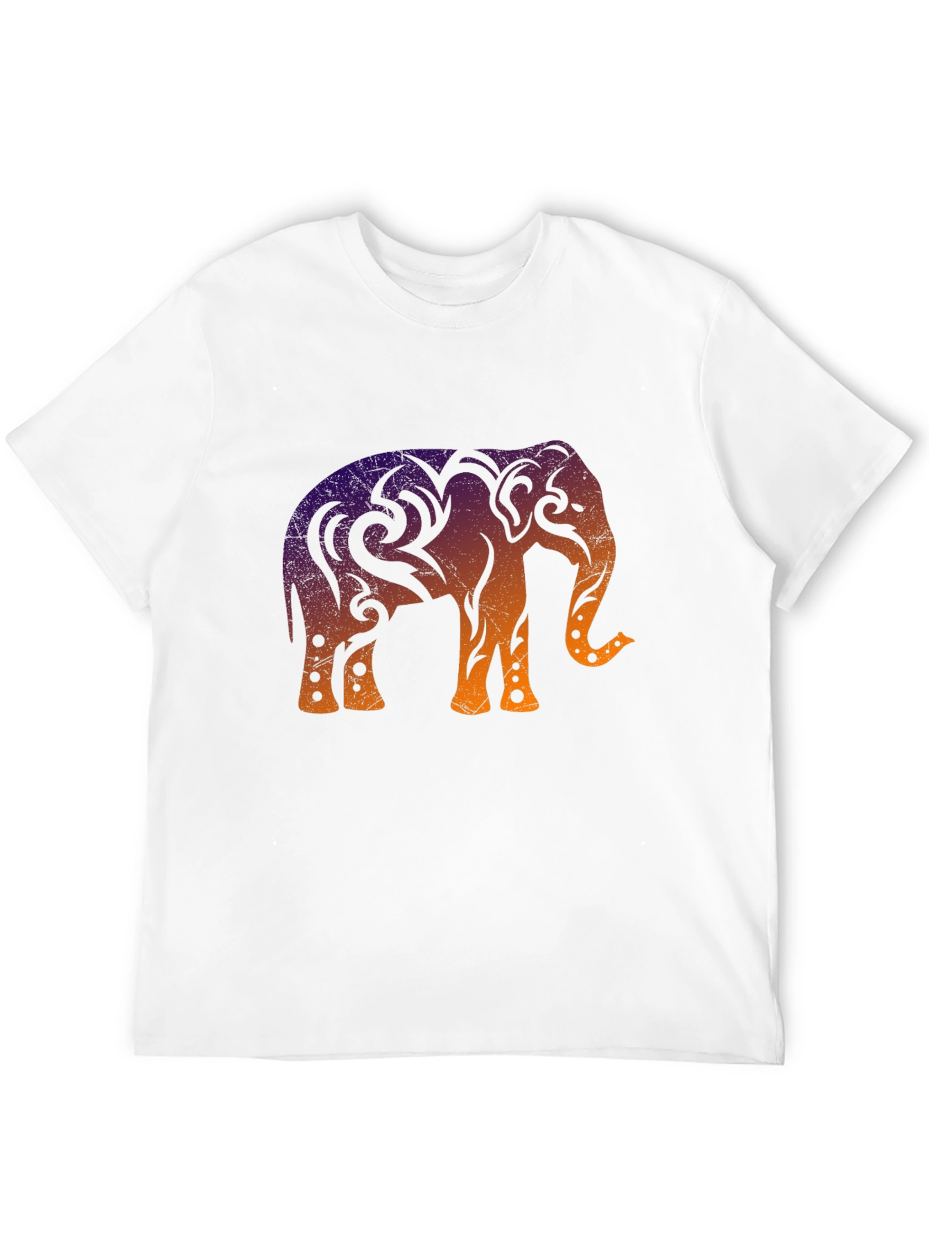 Tribal Elephant Graphic Tee - Cool Ombre Design