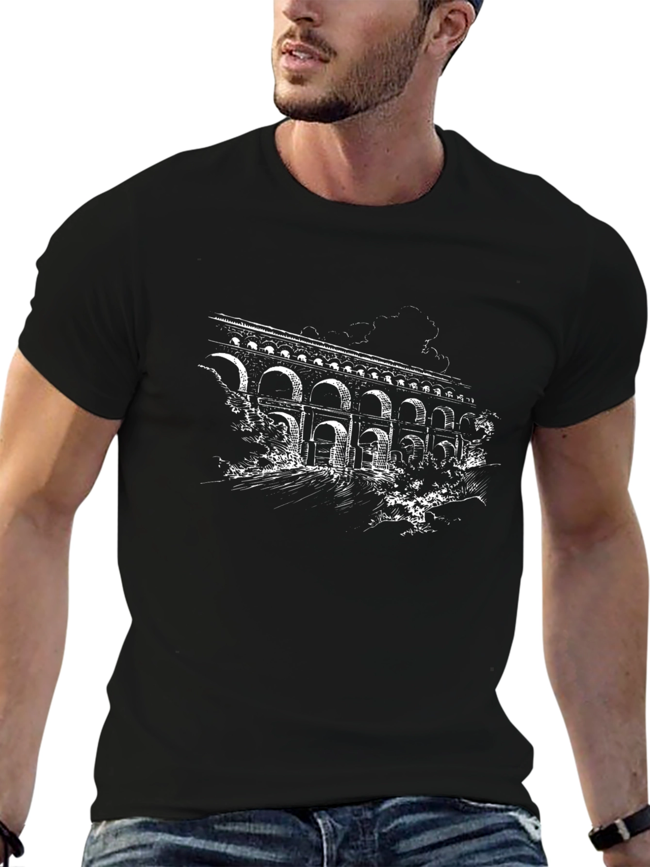 Arched Aqueduct Graphic Tee - Classic Black T-Shirt