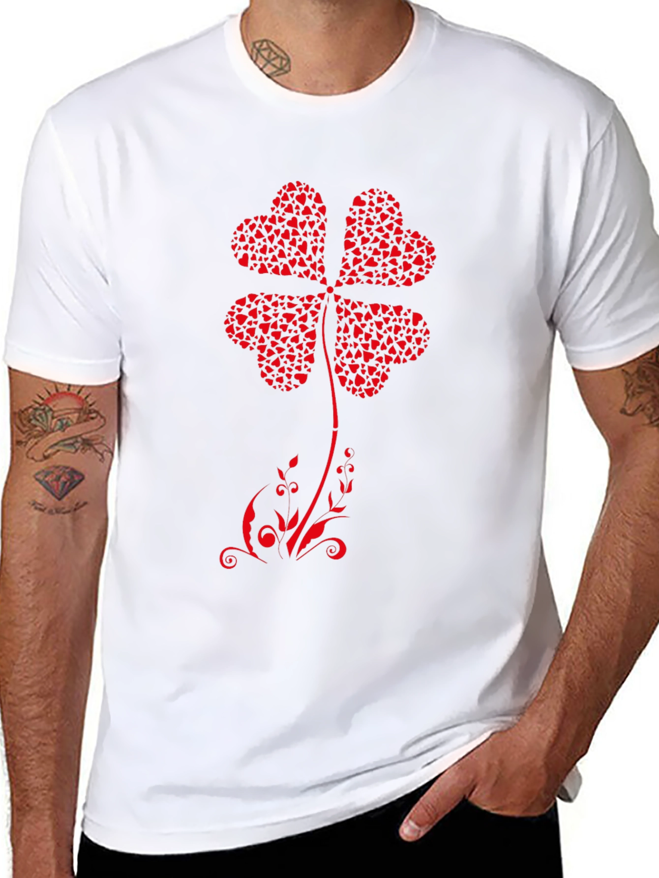 Lucky Clover Heart T-Shirt - Black