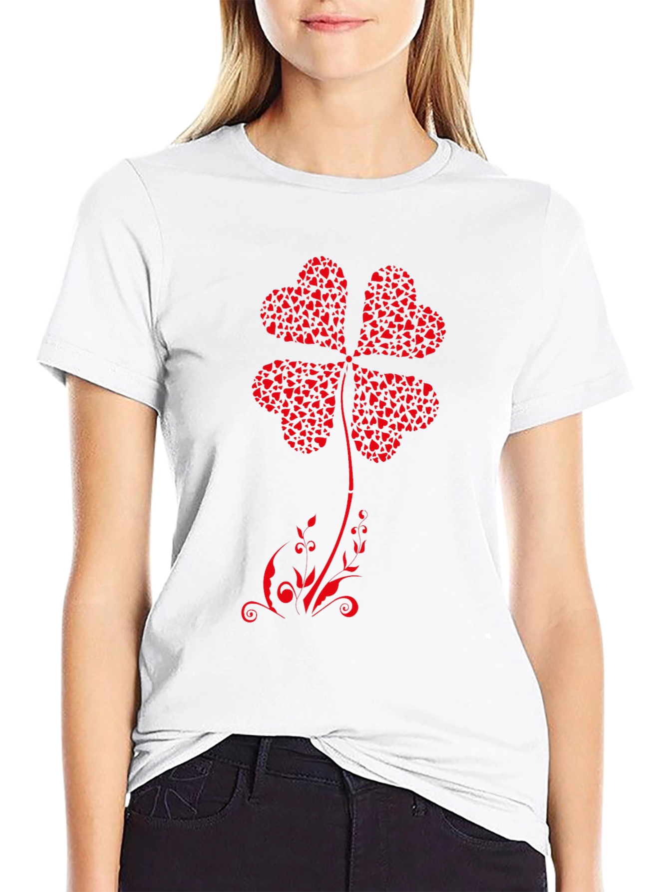 Lucky Clover Heart T-Shirt - Black