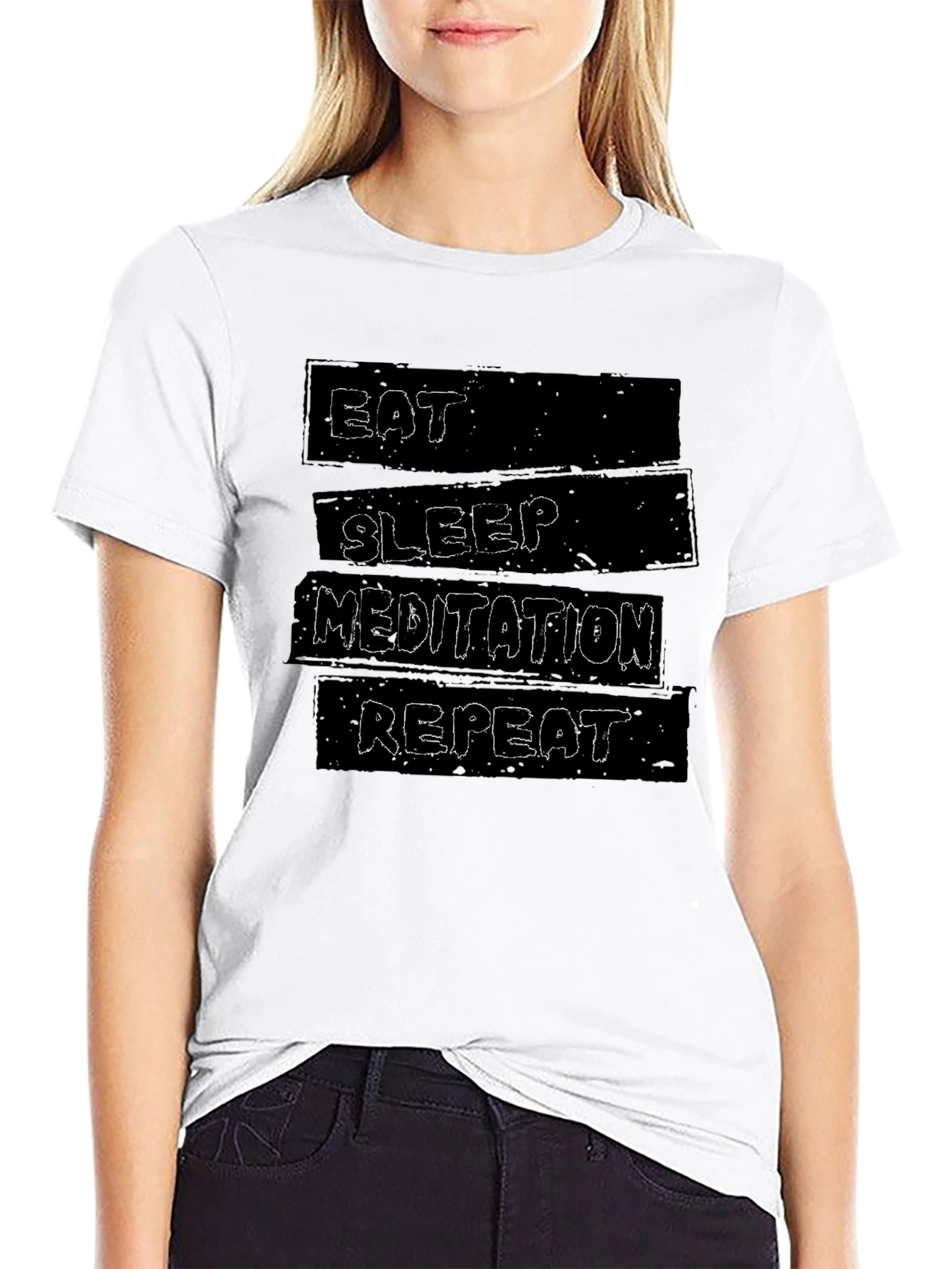 Eat Sleep Meditation Repeat Graphic T-Shirt