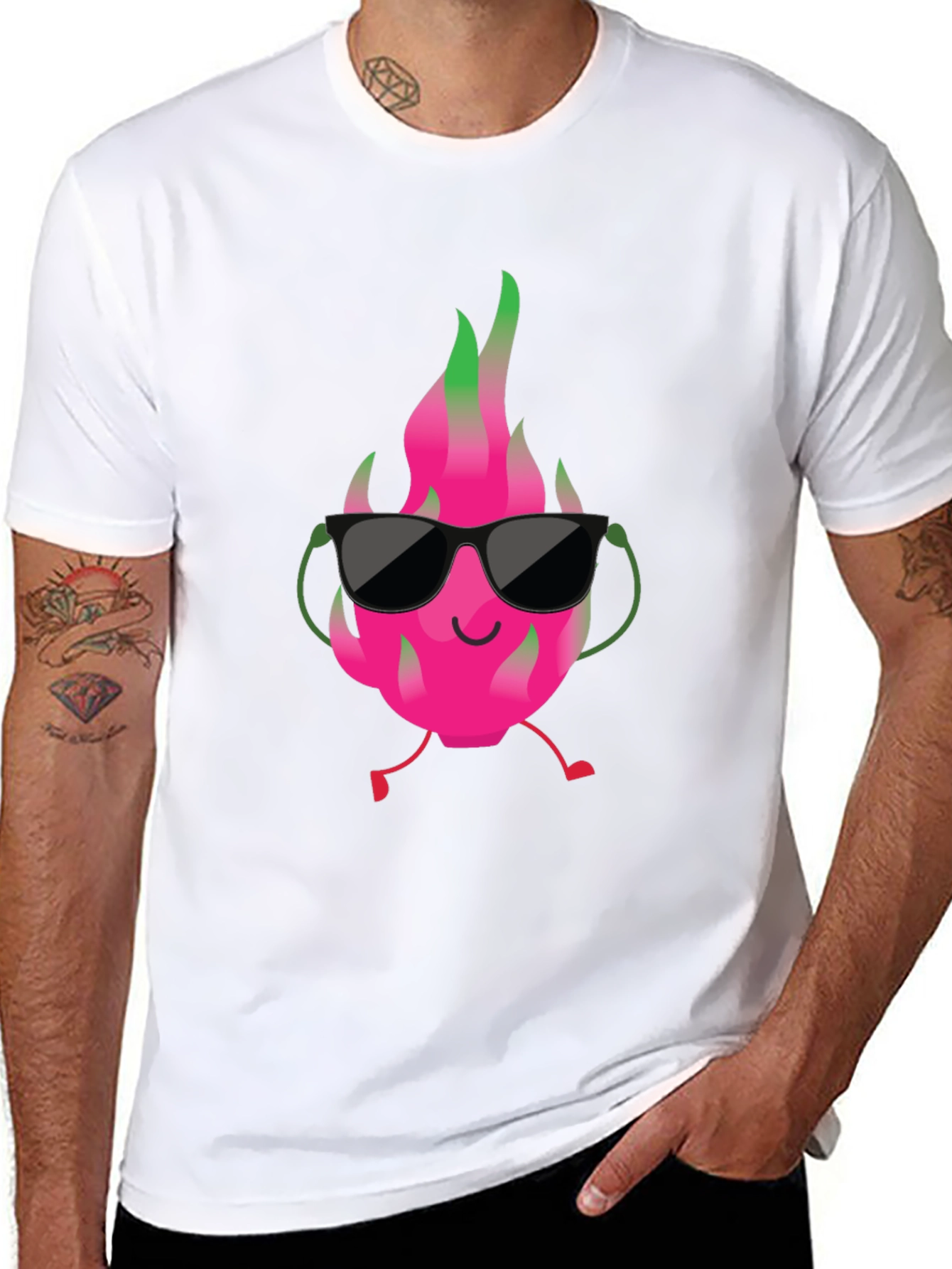 Cool Dragon Fruit Graphic Tee - Black T-Shirt
