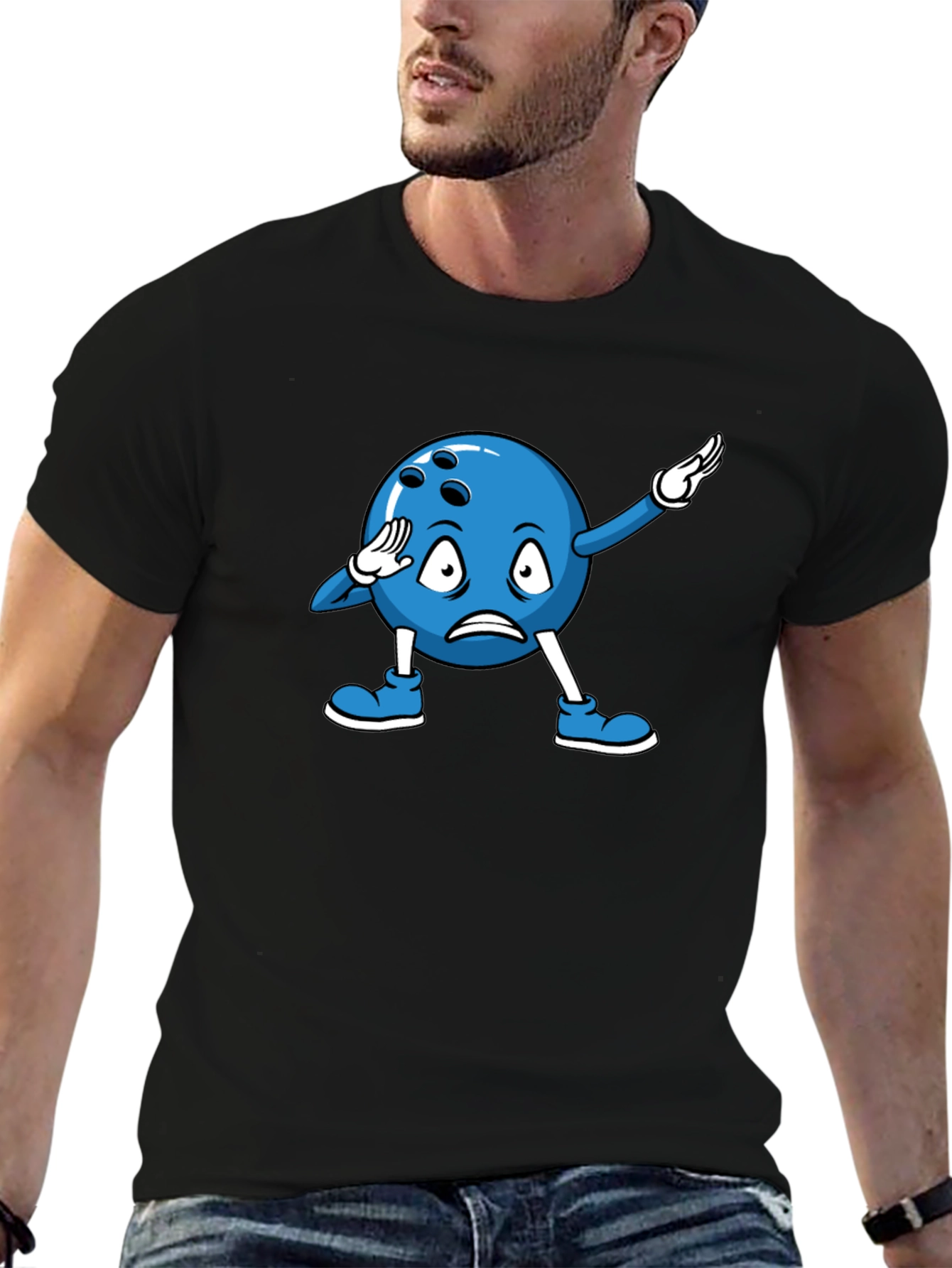 Bowling Ball Dabbing Cartoon Graphic T-Shirt