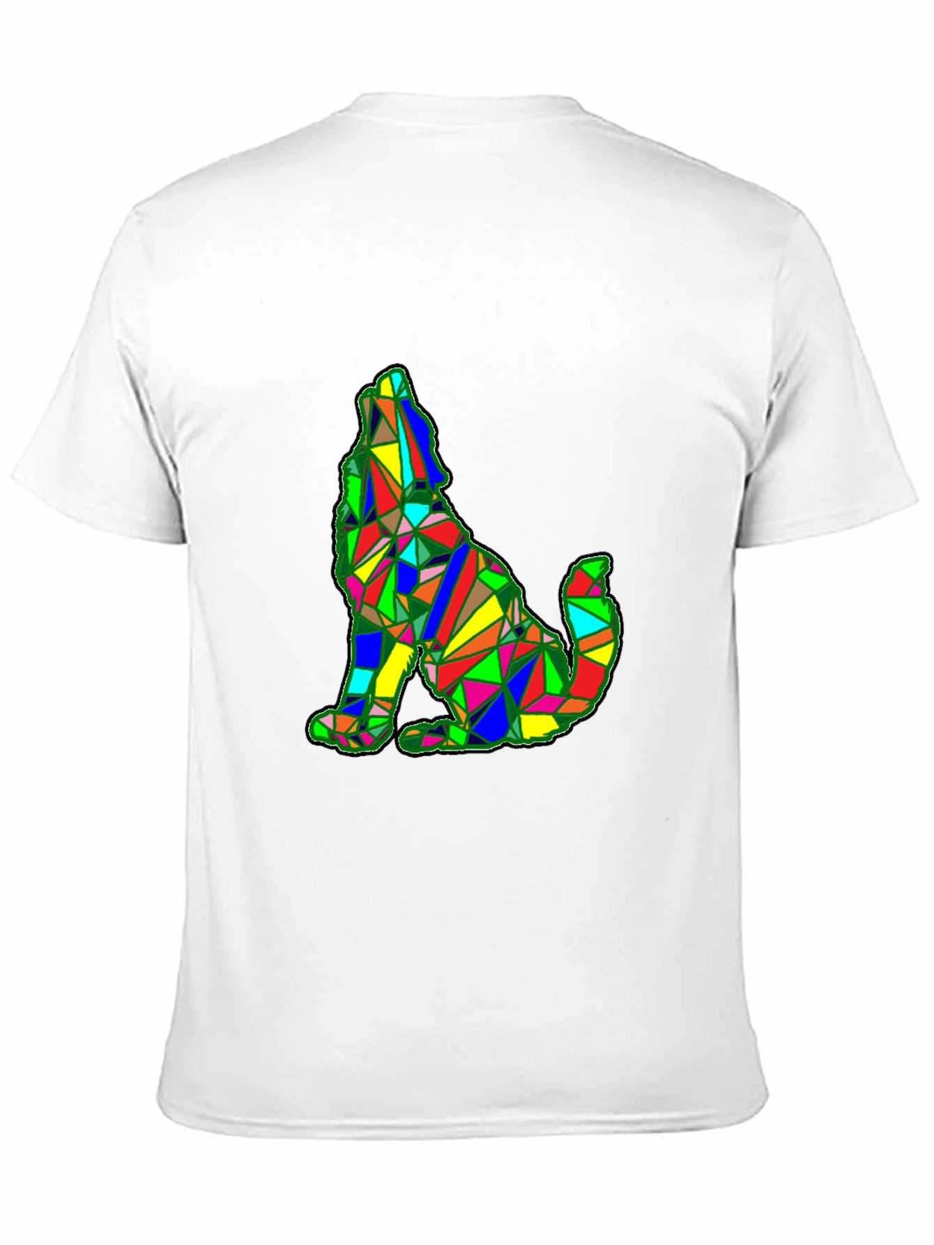 Geometric Wolf Graphic Black T-Shirt