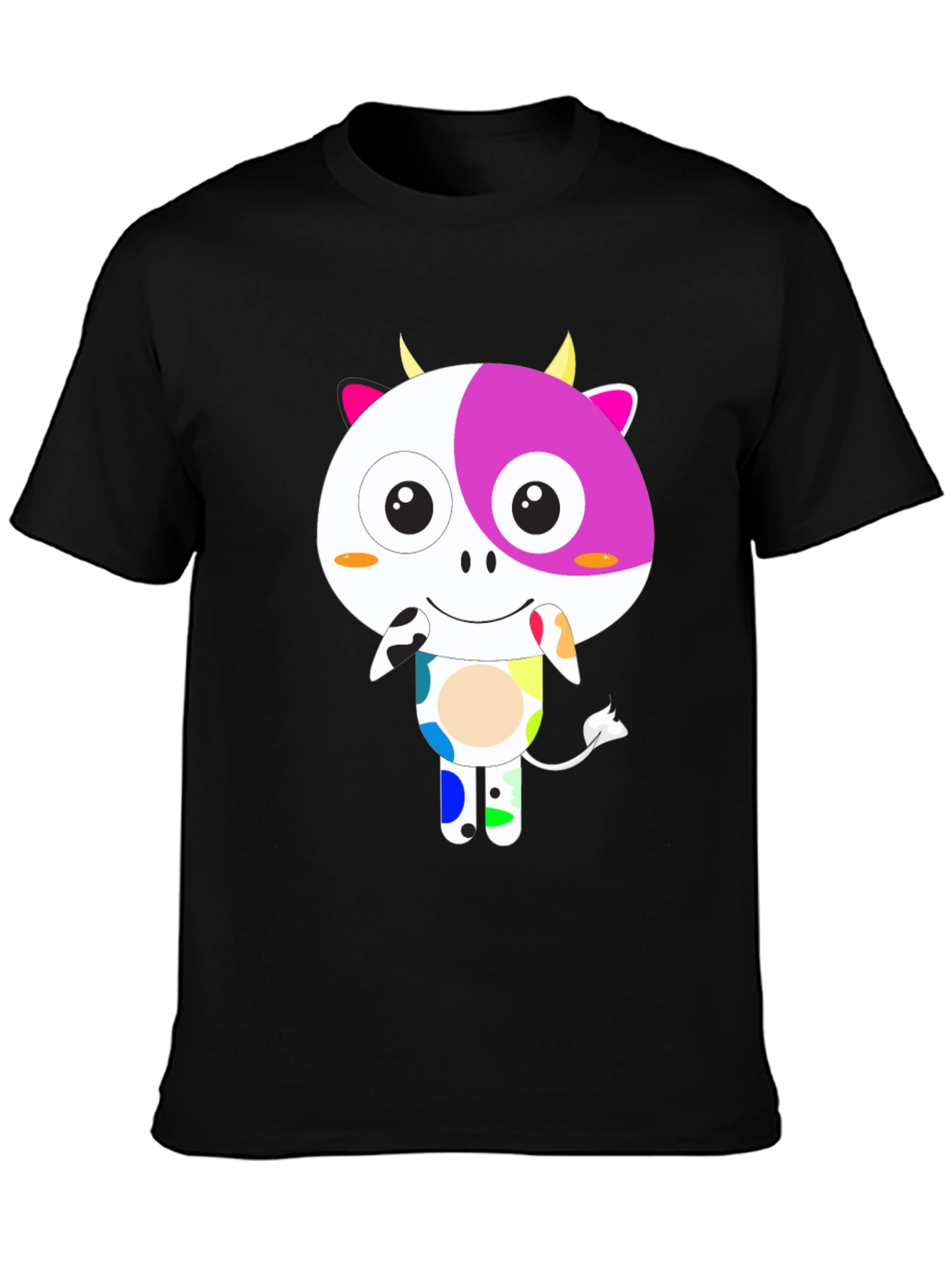 Funky Cow Graphic T-Shirt - Black Cotton