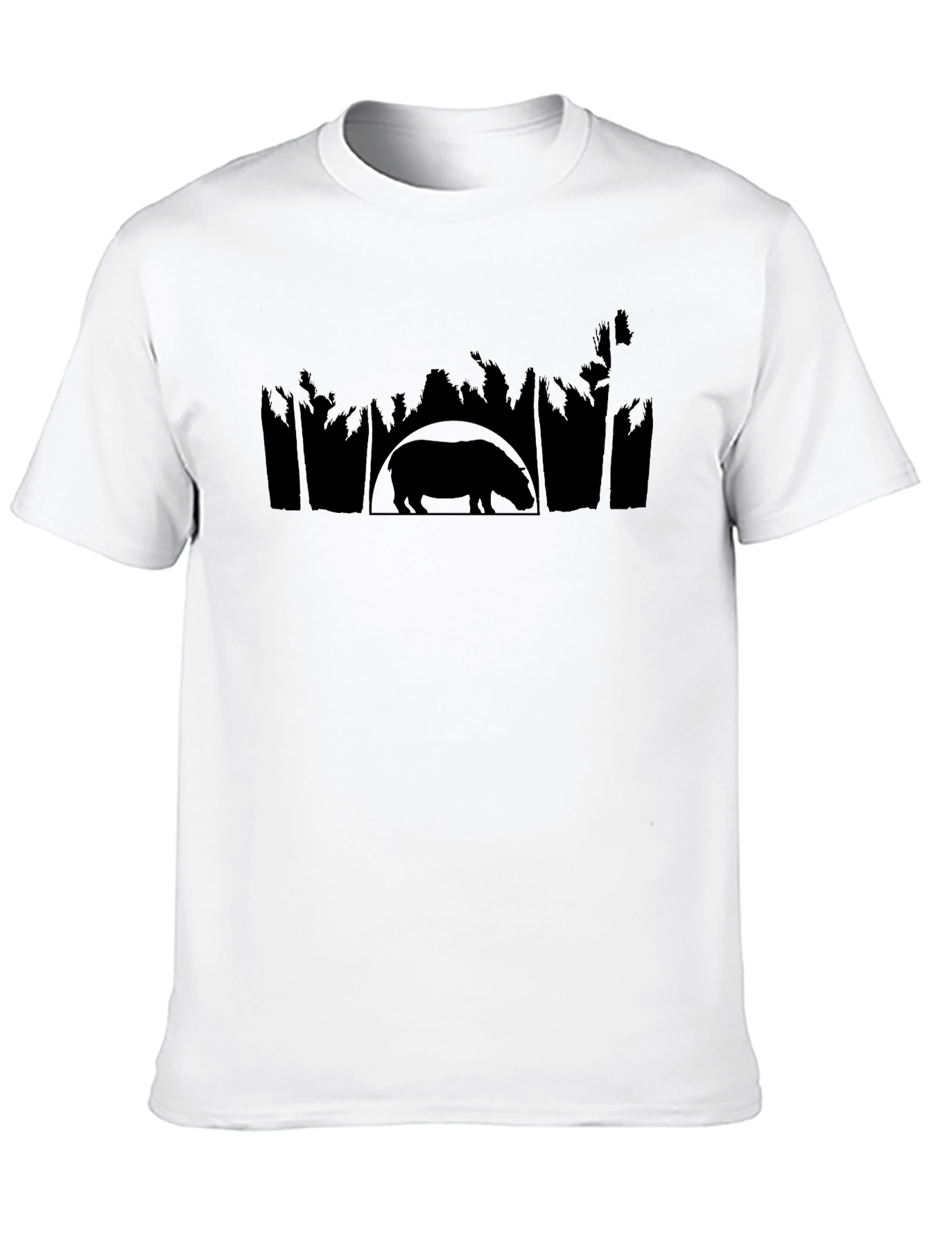 Hippo Silhouette Graphic Print Mens T-Shirt