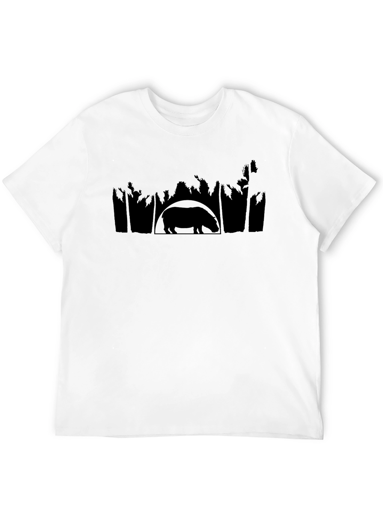 Hippo Silhouette Graphic Print Mens T-Shirt