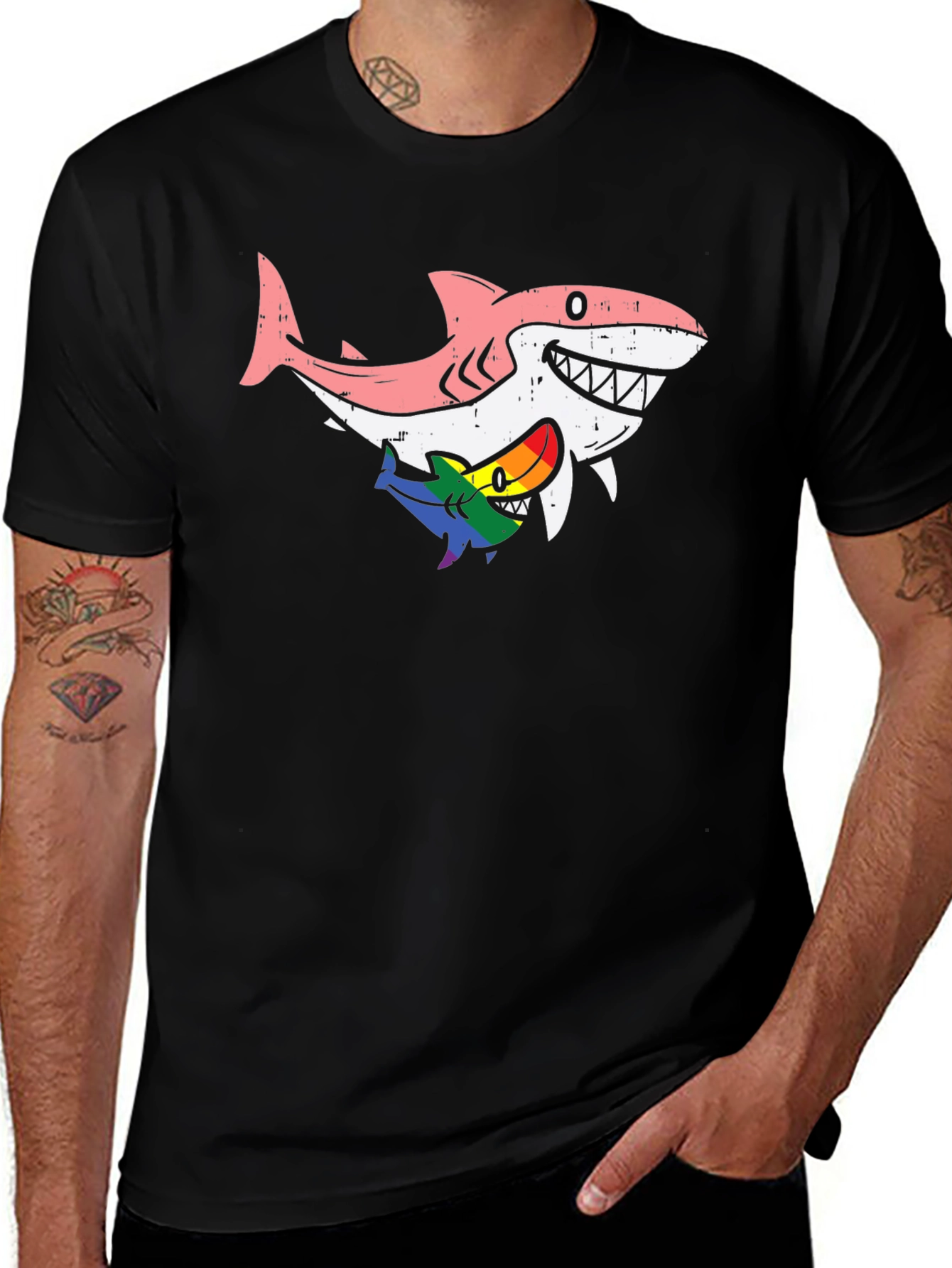 Shark Family T-Shirt - Rainbow Pride