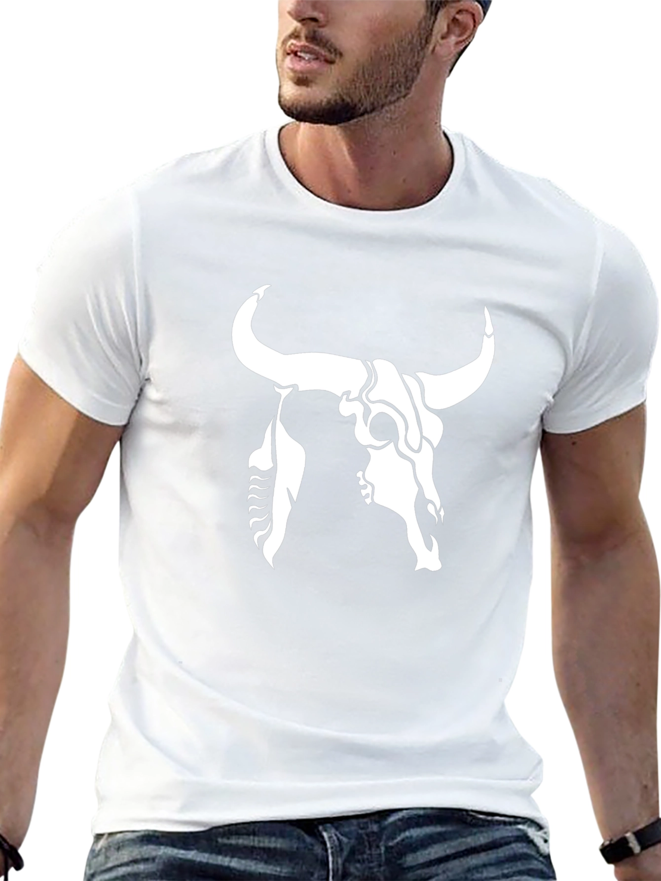 Bull Skull Graphic Tee - Black