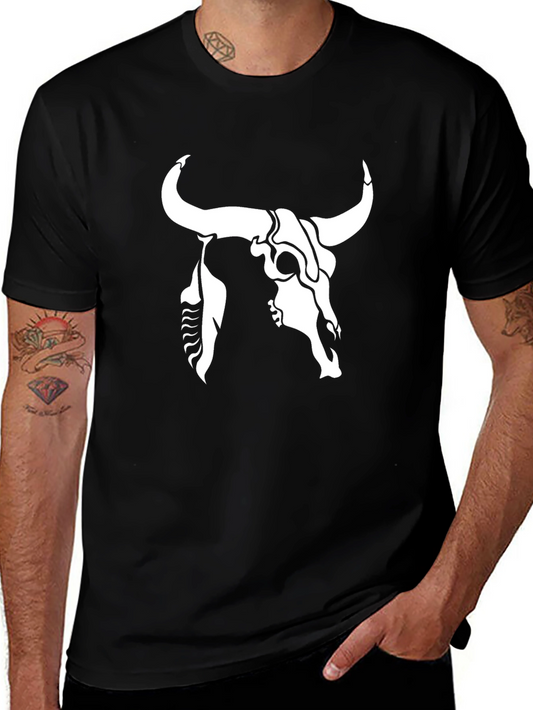 Bull Skull Graphic Tee - Black