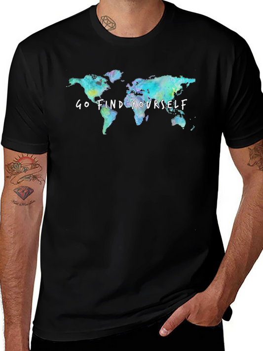 Go Find Yourself Graphic Tee - World Map Shirt