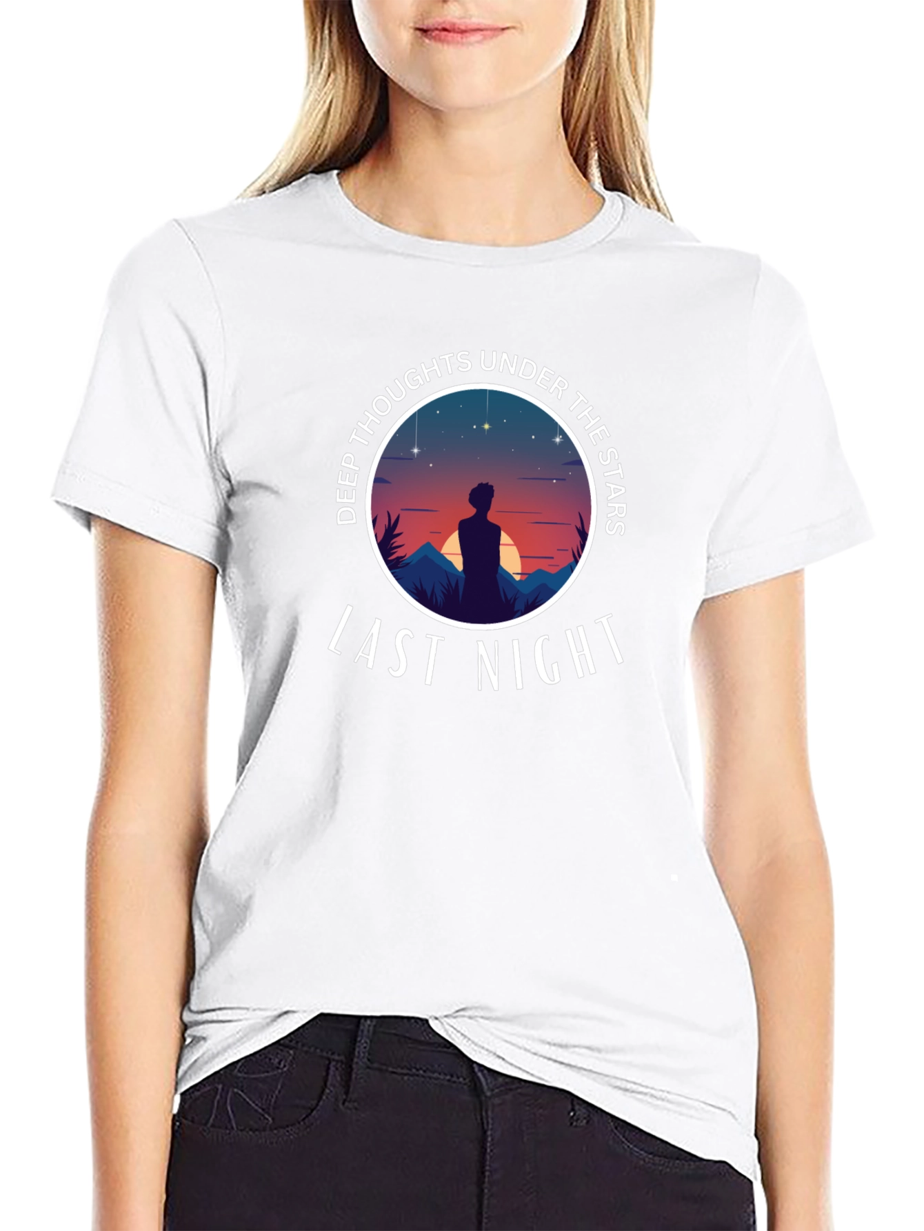 Deep Thoughts Under The Stars Black T-Shirt