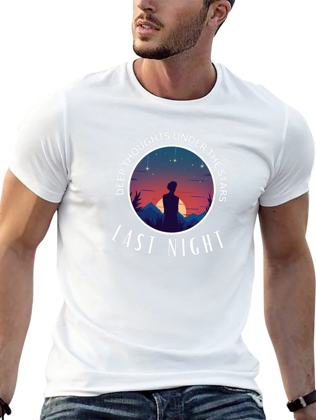 Deep Thoughts Under The Stars Black T-Shirt
