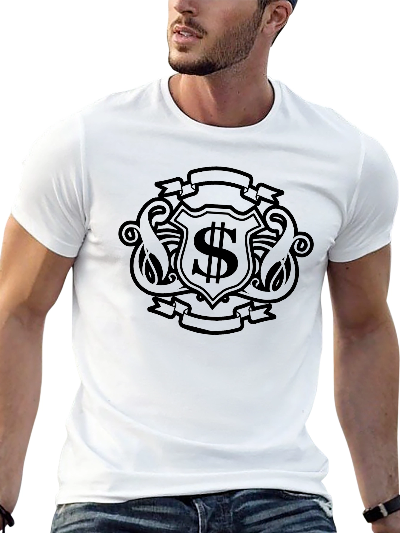 Black Crest Dollar Sign Graphic Tee
