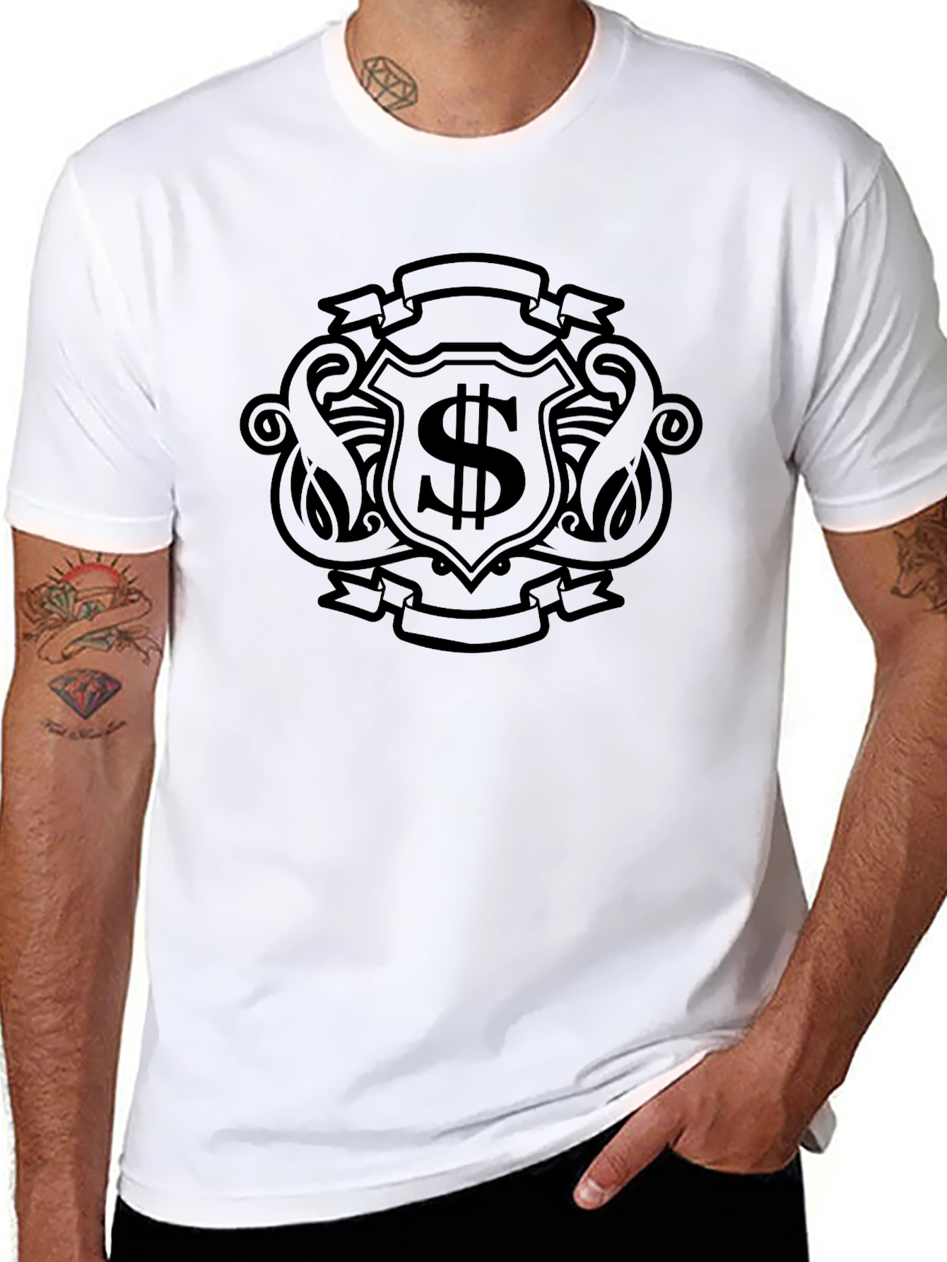 Black Crest Dollar Sign Graphic Tee
