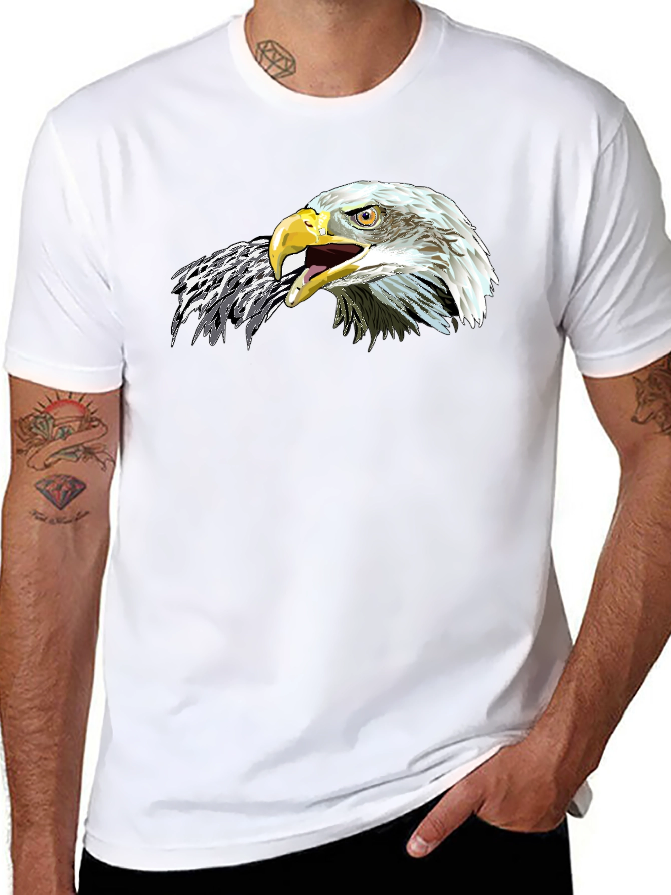 Bold Eagle Graphic Tee - Black Cotton Comfort
