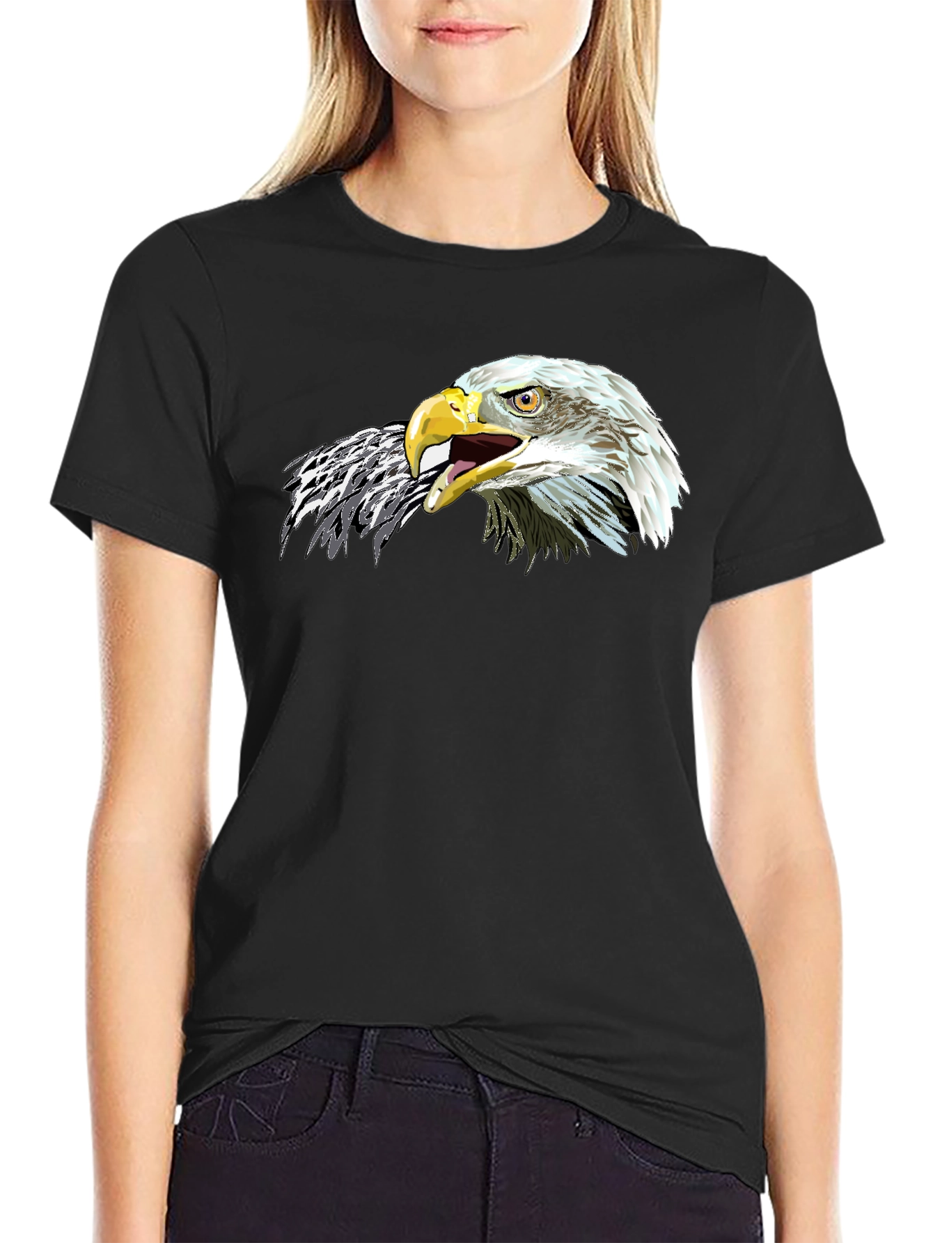 Bold Eagle Graphic Tee - Black Cotton Comfort