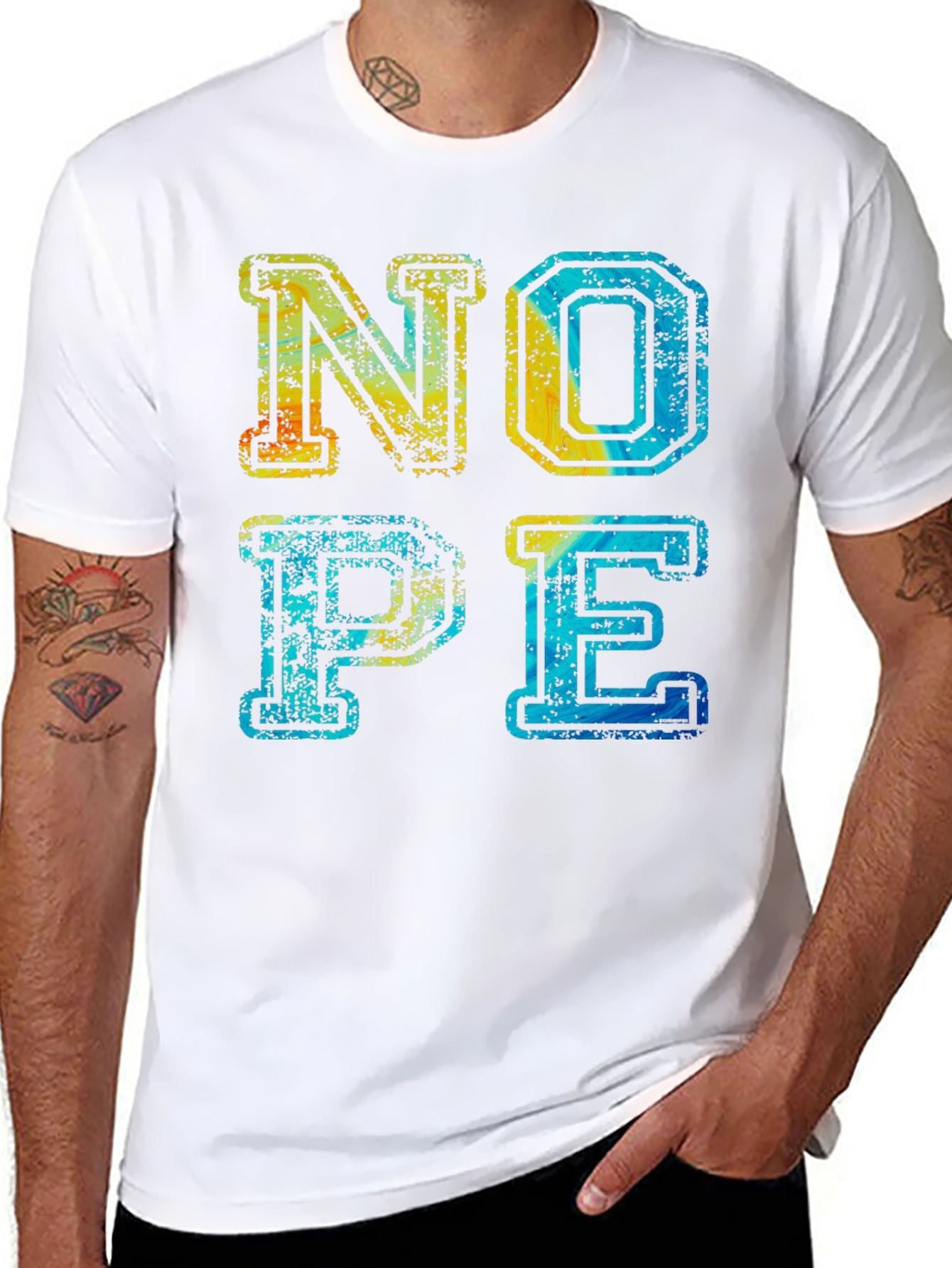 Retro Nope Graphic T-Shirt - Casual Wear