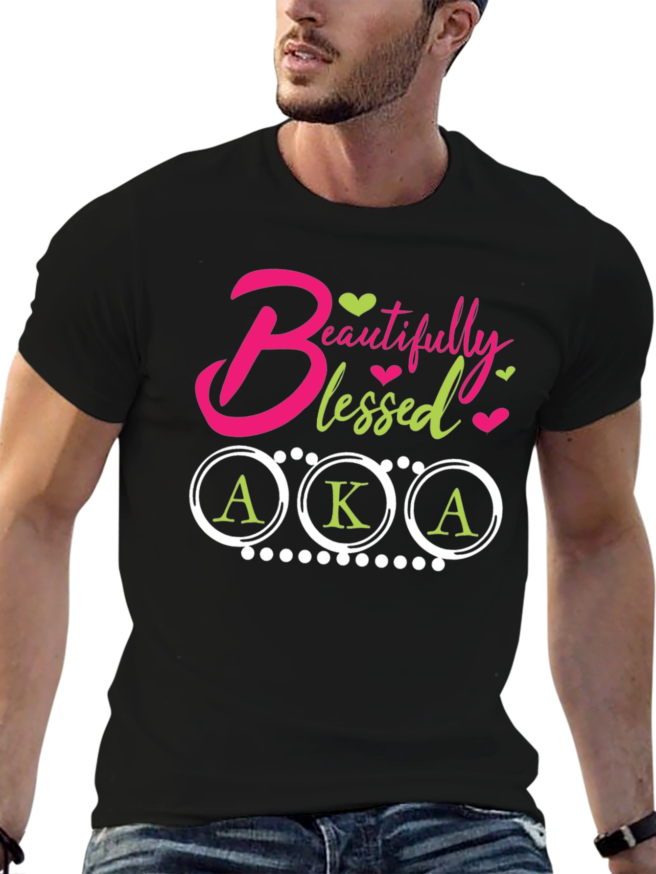 Beautifully Blessed AKA Tee - Black Cotton