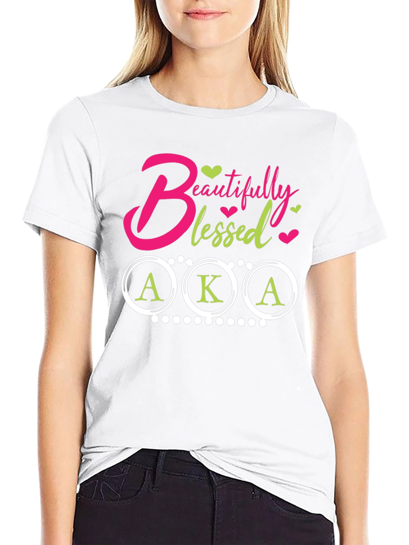 Beautifully Blessed AKA Tee - Black Cotton