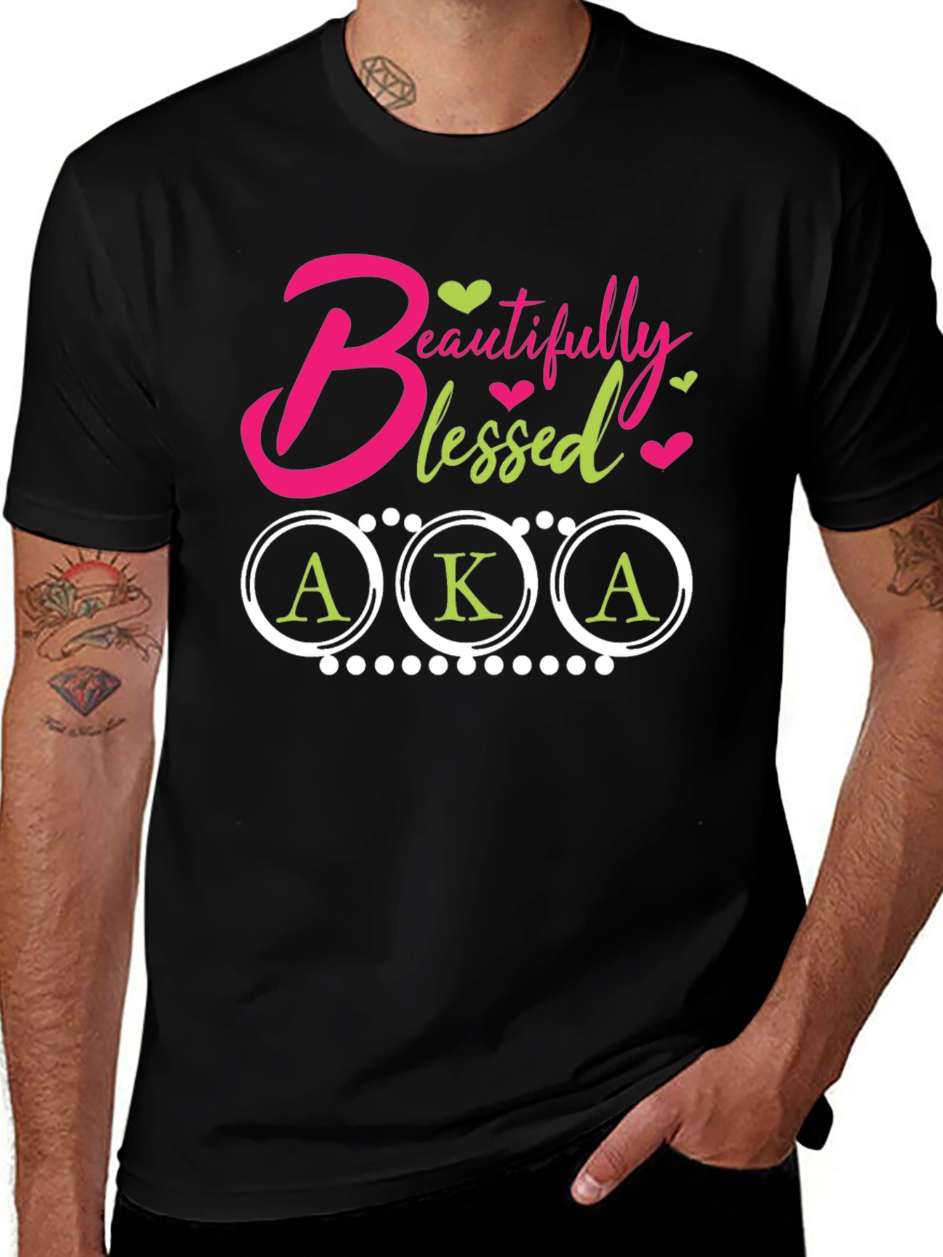 Beautifully Blessed AKA Tee - Black Cotton