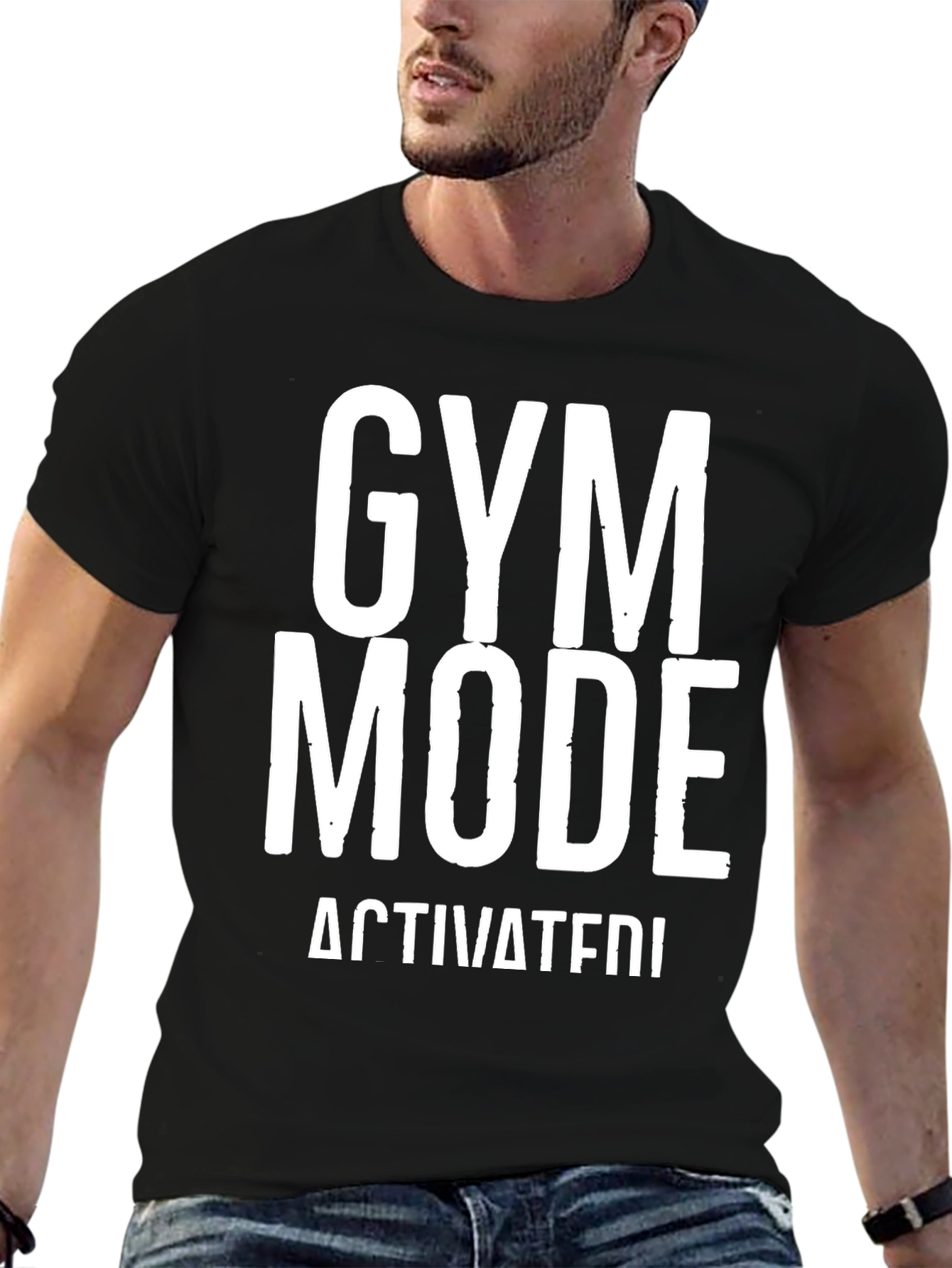 Gym Mode Activated Black Graphic T-Shirt