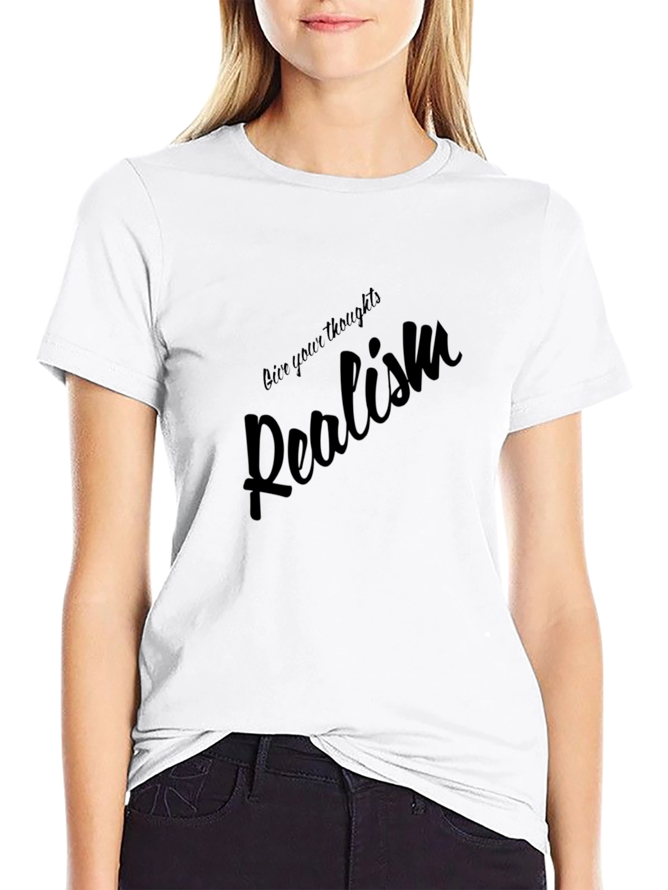 Realism Graphic Tee - Black Cotton Casual