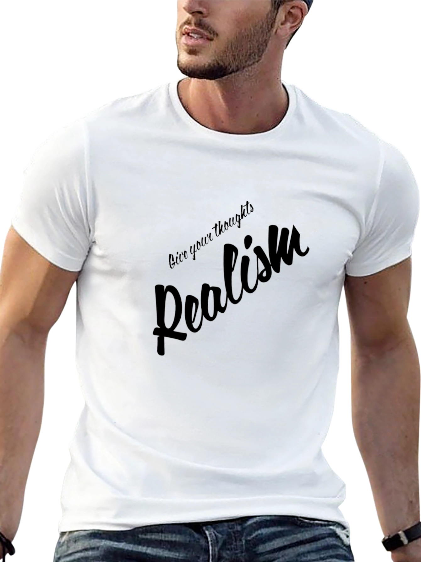 Realism Graphic Tee - Black Cotton Casual