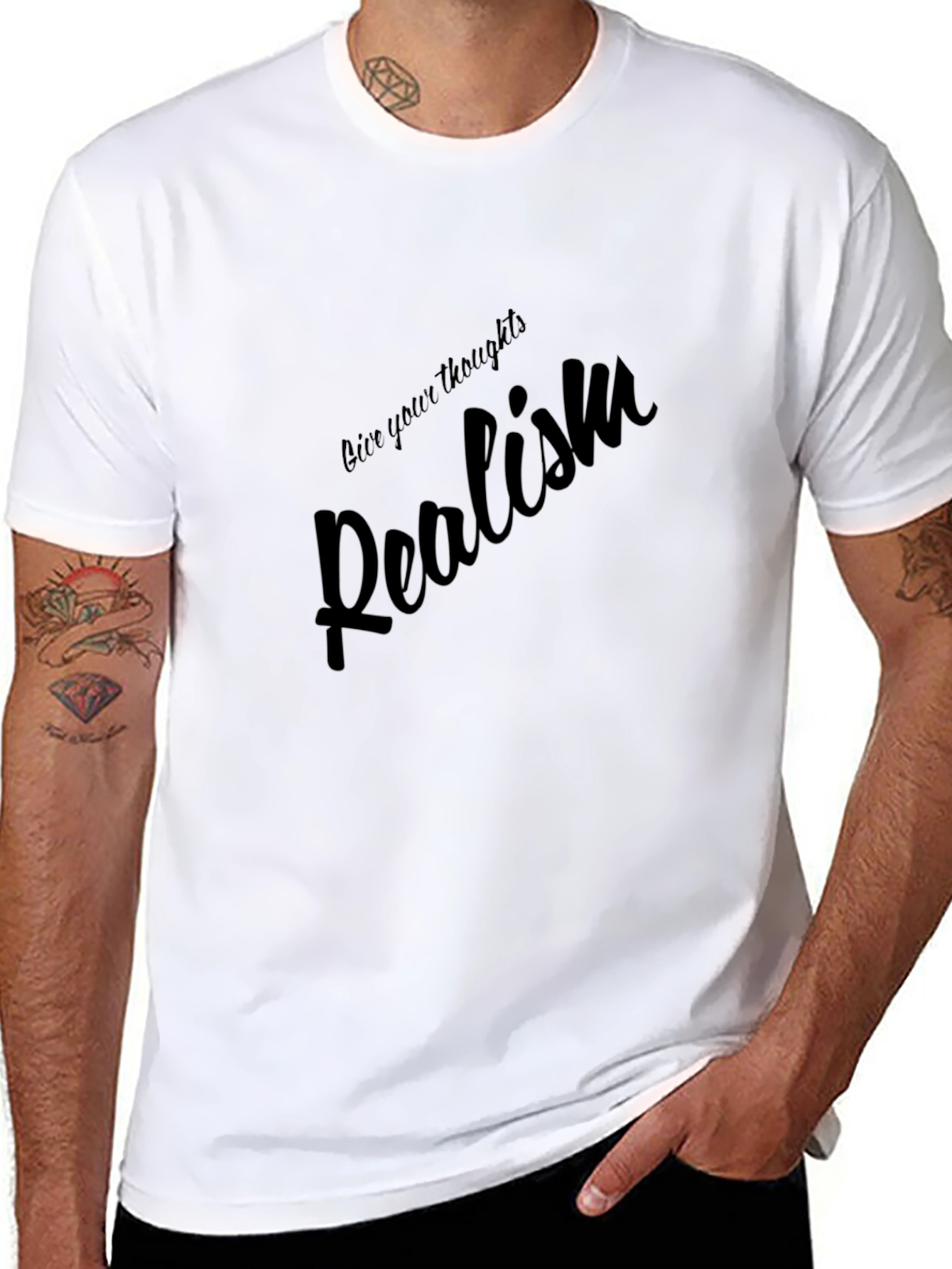 Realism Graphic Tee - Black Cotton Casual