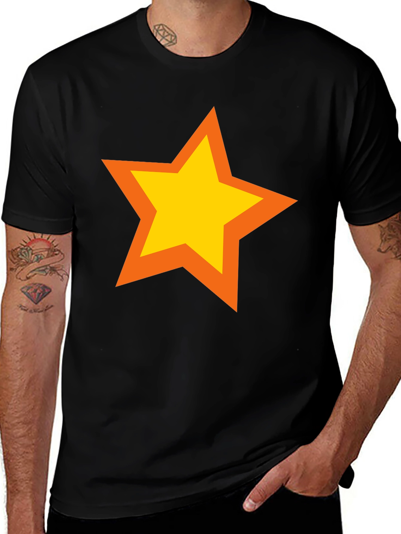 Bold Star Graphic Tee - Black Casual Shirt