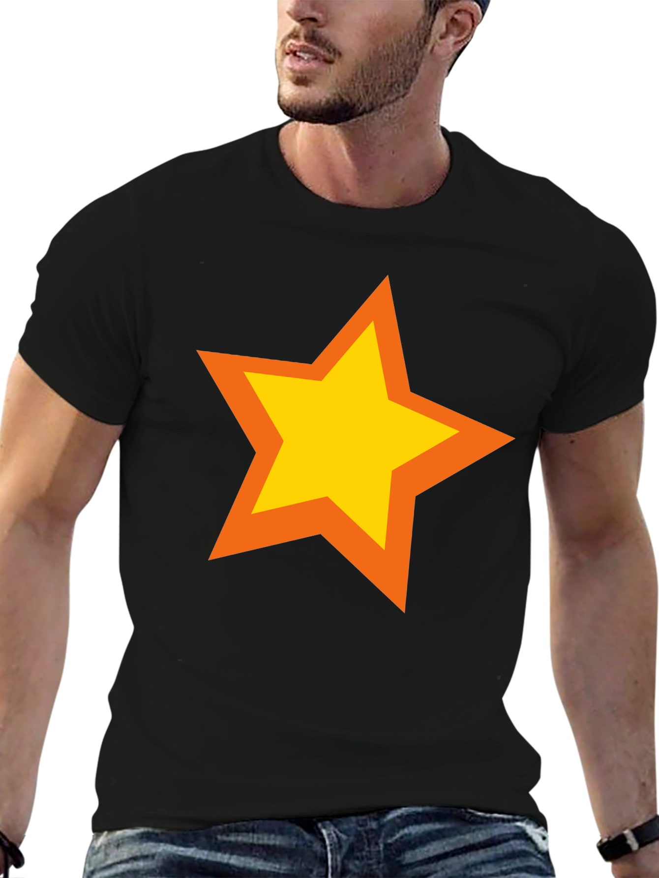 Bold Star Graphic Tee - Black Casual Shirt