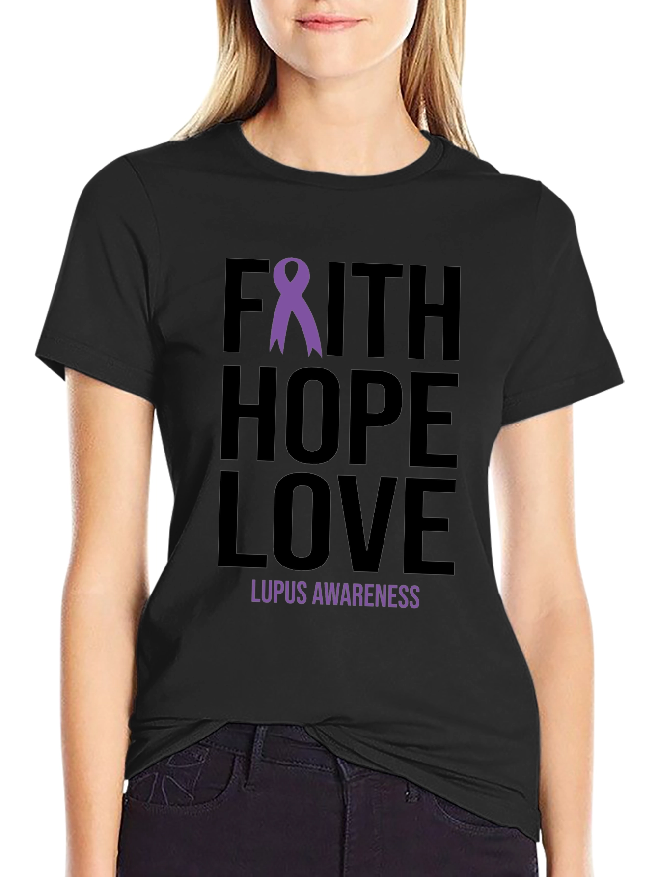 Faith Hope Love Lupus Awareness Ribbon T-Shirt