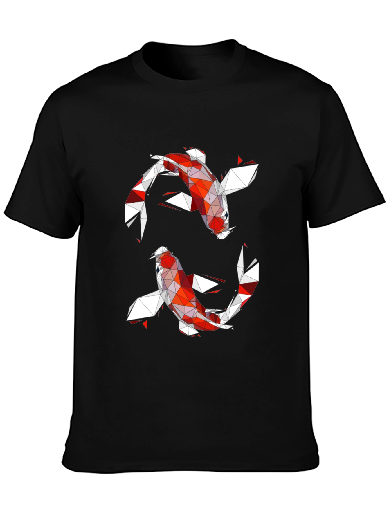 Geometric Koi Fish Graphic Tee - Modern Artistic Design