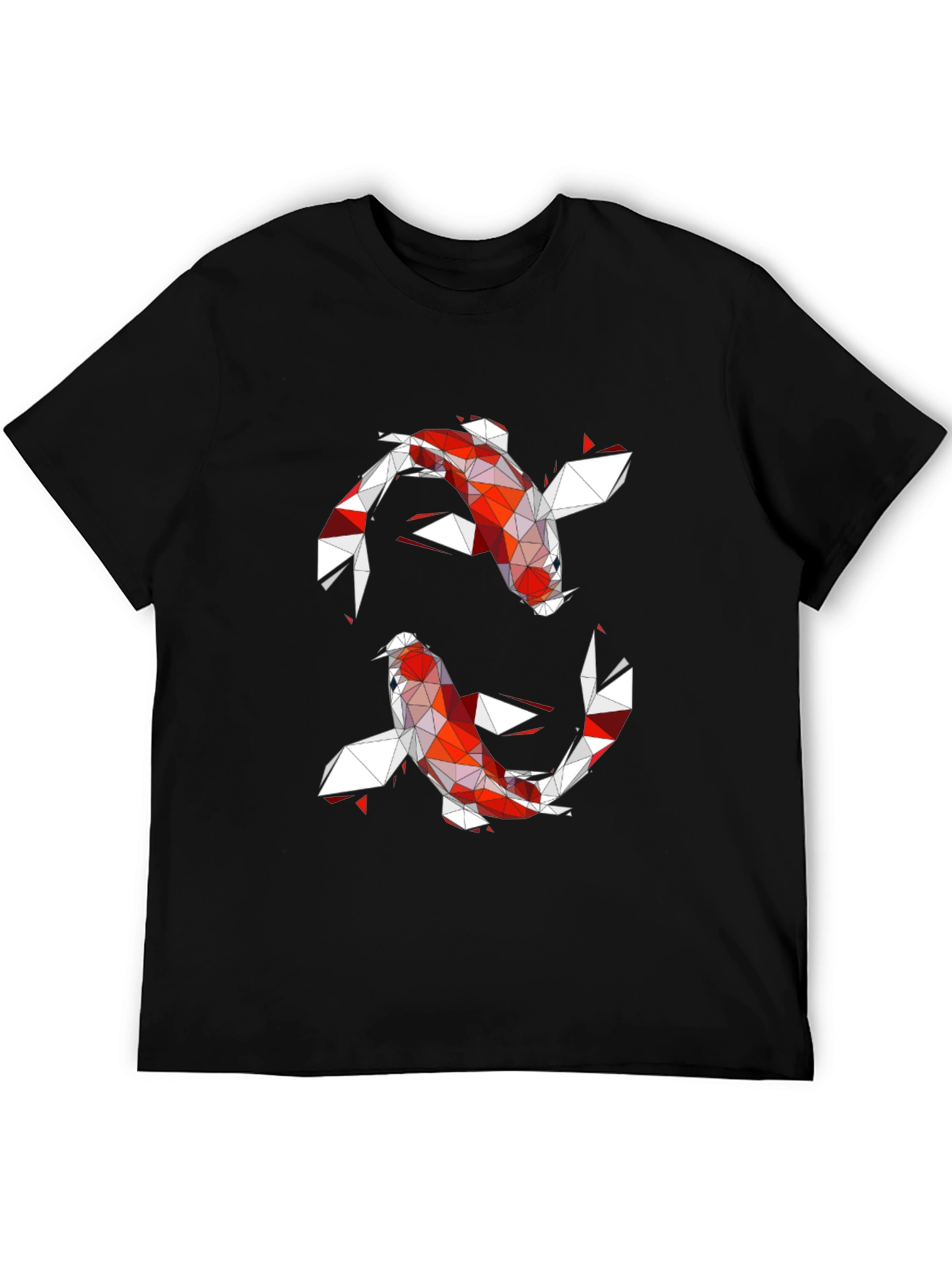 Geometric Koi Fish Graphic Tee - Modern Artistic Design