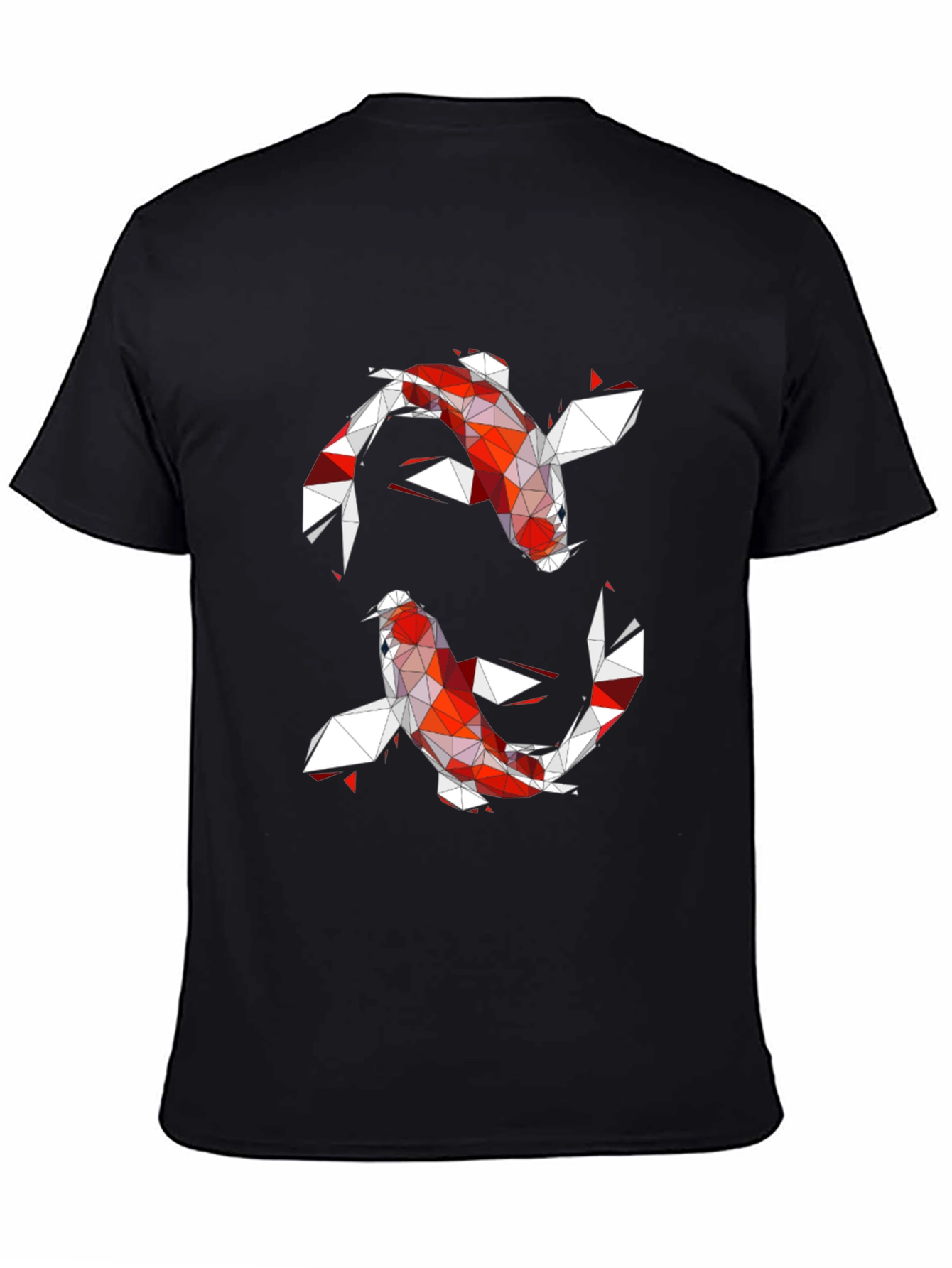 Geometric Koi Fish Graphic Tee - Modern Artistic Design