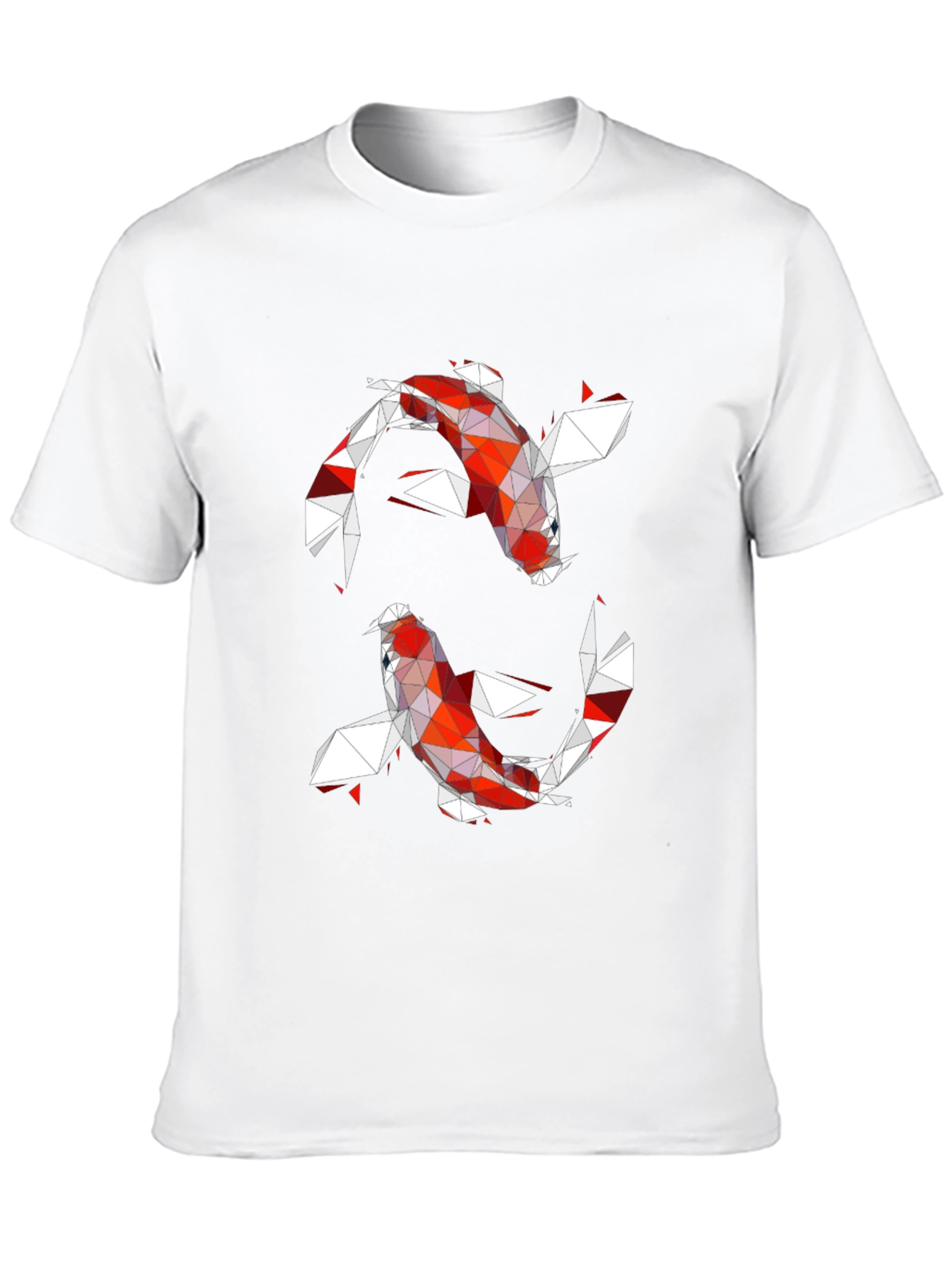 Geometric Koi Fish Graphic Tee - Modern Artistic Design