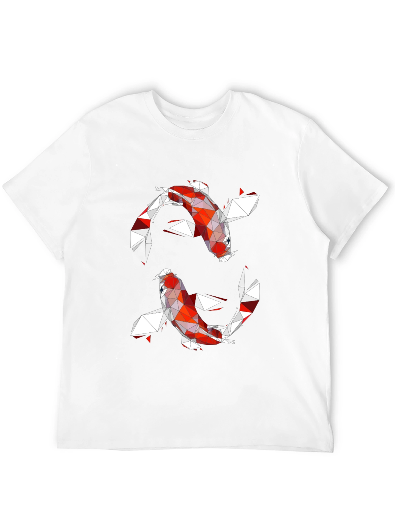 Geometric Koi Fish Graphic Tee - Modern Artistic Design