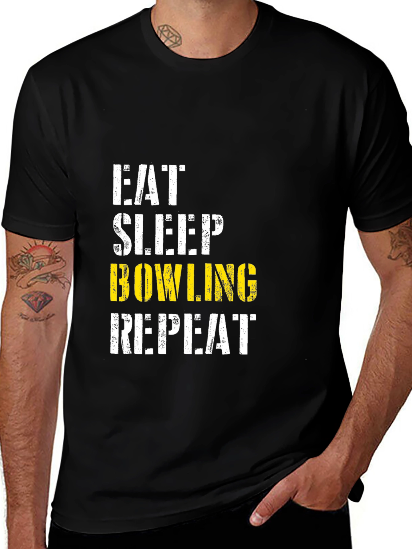 Eat Sleep Bowling Repeat Black T-Shirt