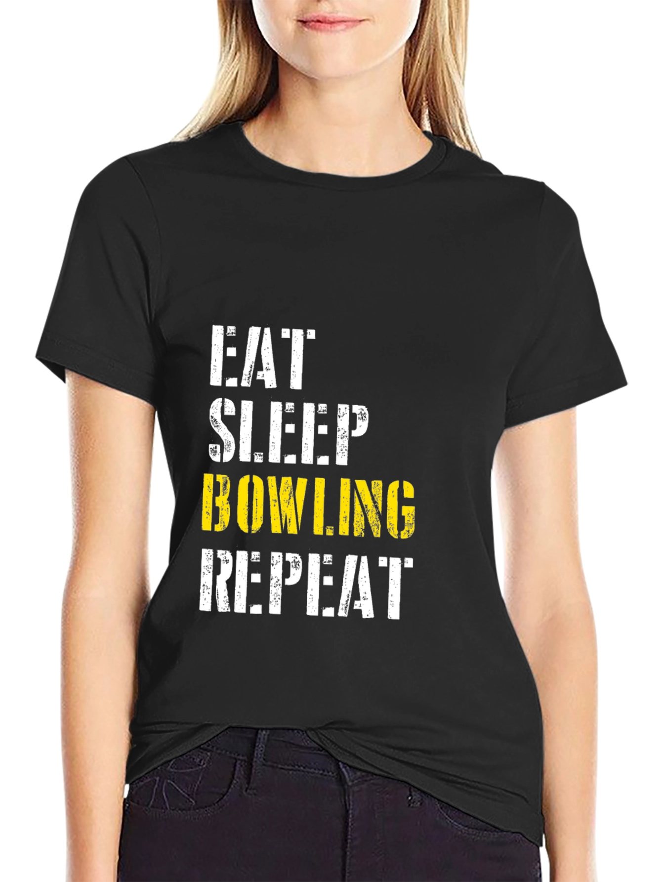 Eat Sleep Bowling Repeat Black T-Shirt