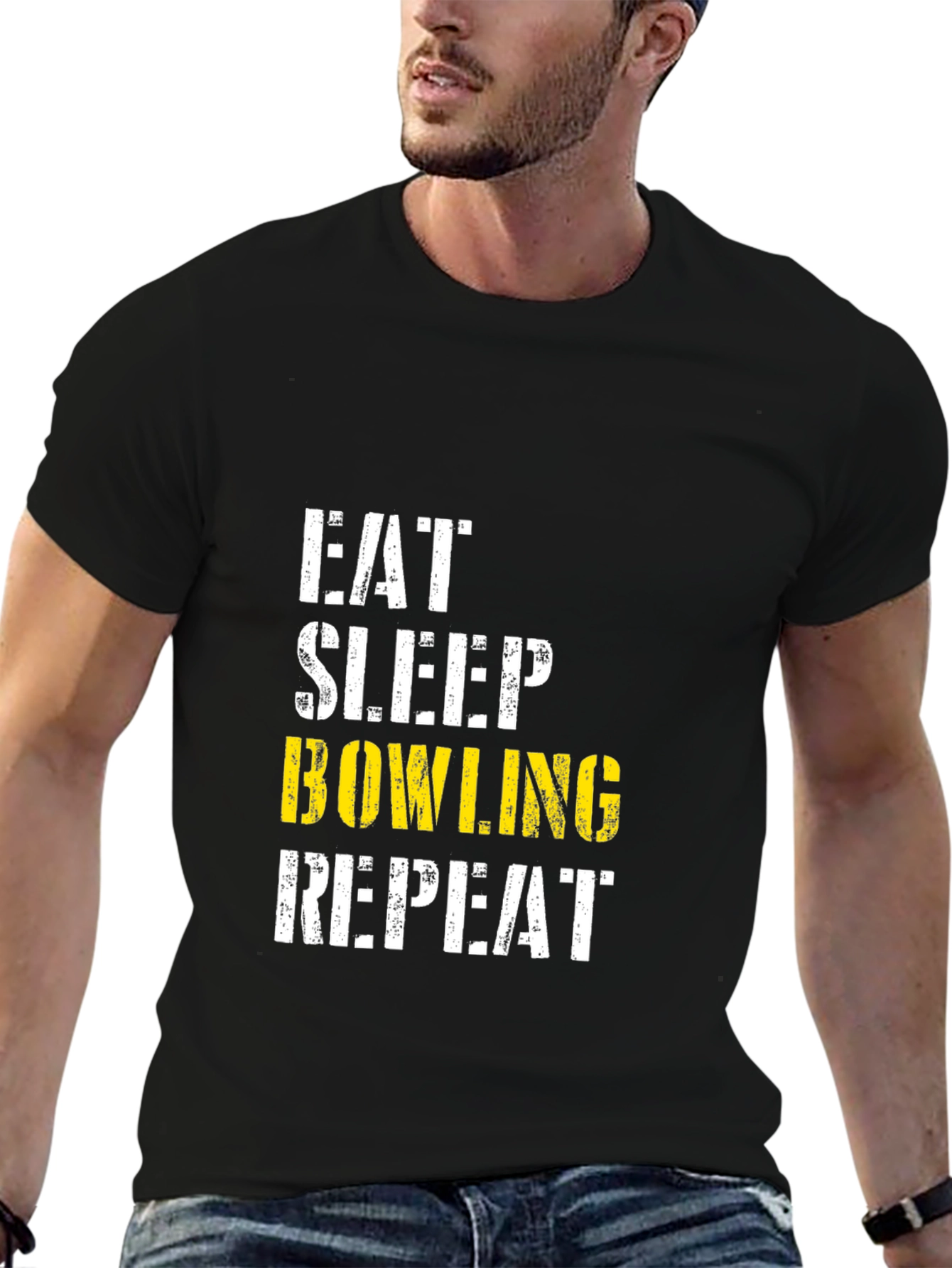 Eat Sleep Bowling Repeat Black T-Shirt