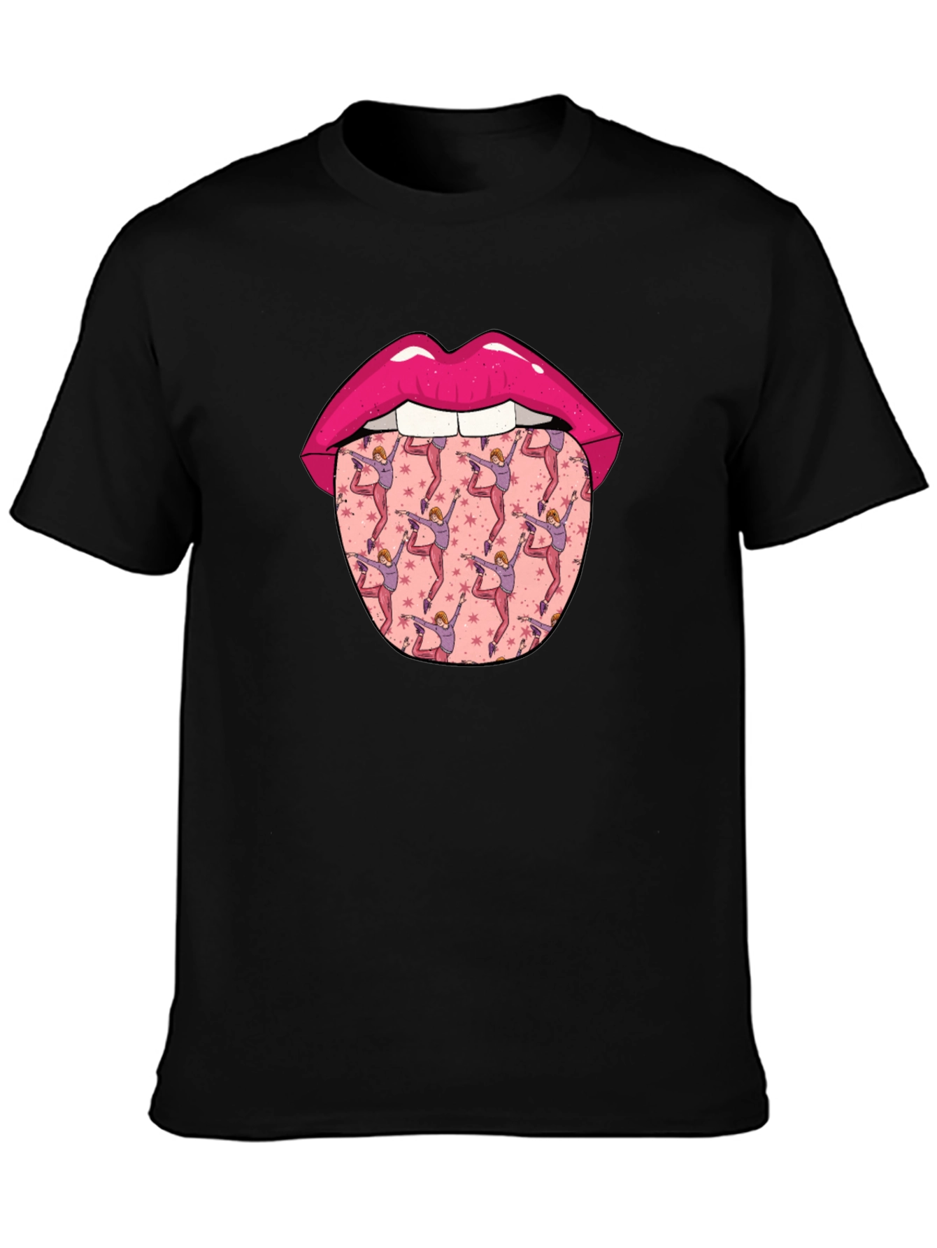 Lips and Dancer Tongue Graphic Tee - Black