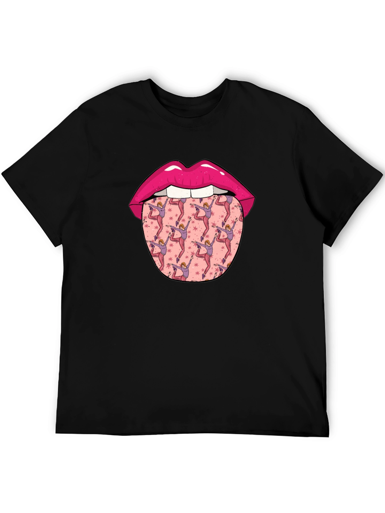 Lips and Dancer Tongue Graphic Tee - Black