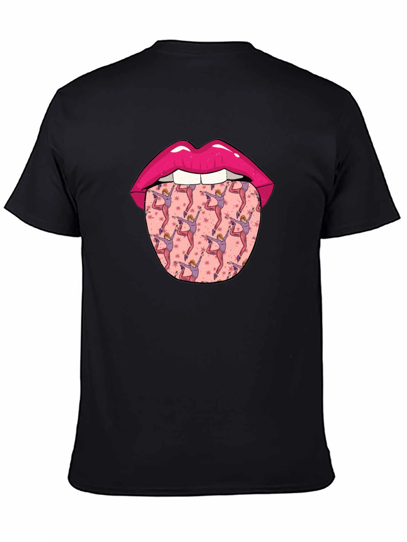 Lips and Dancer Tongue Graphic Tee - Black