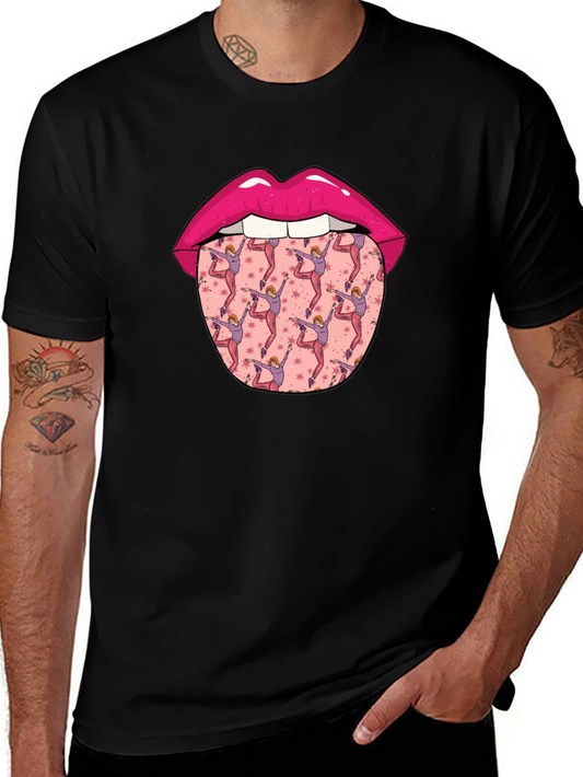 Lips and Dancer Tongue Graphic Tee - Black