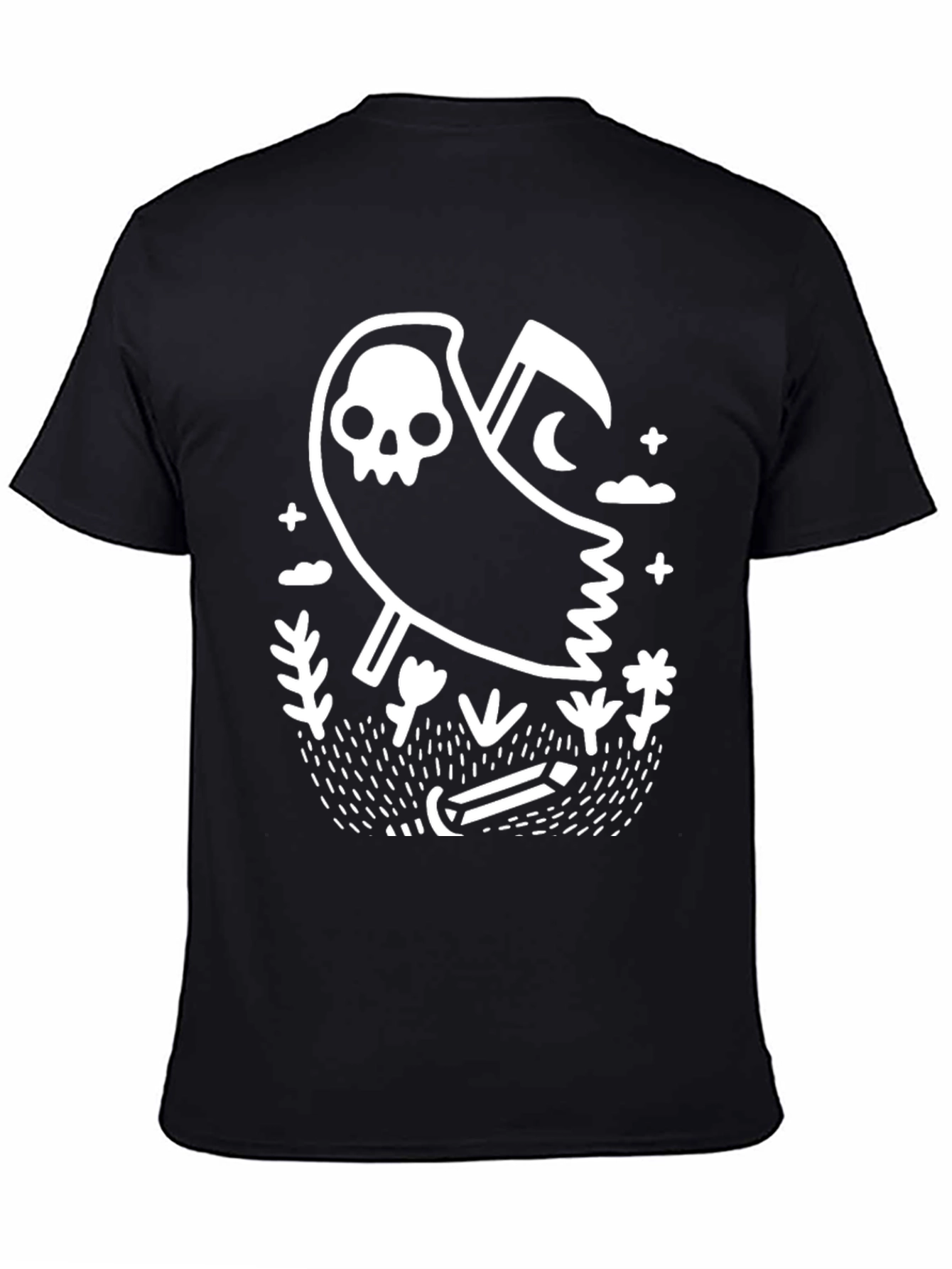 Grim Reaper Graphic Tee - Black Cotton T-Shirt