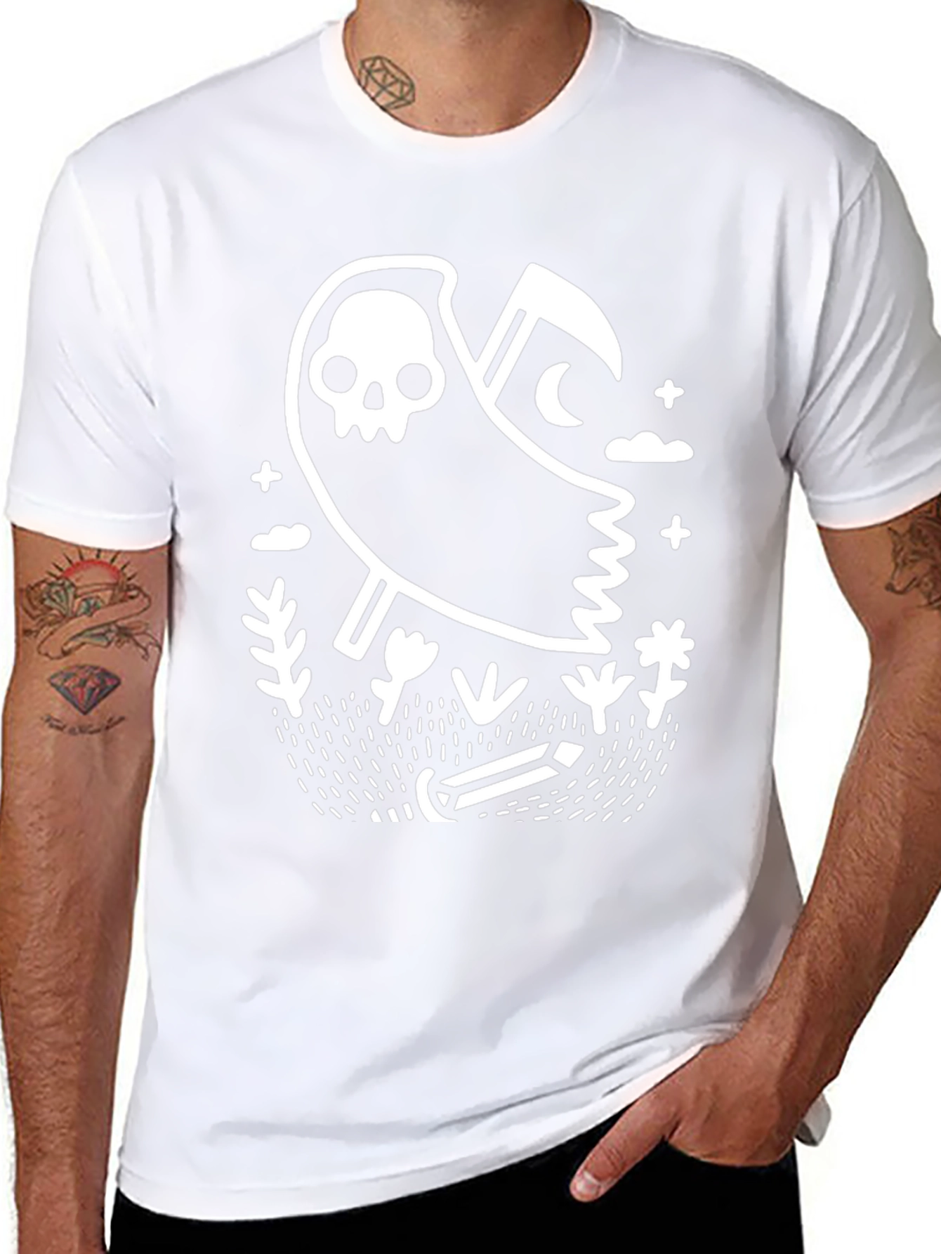 Grim Reaper Graphic Tee - Black Cotton T-Shirt