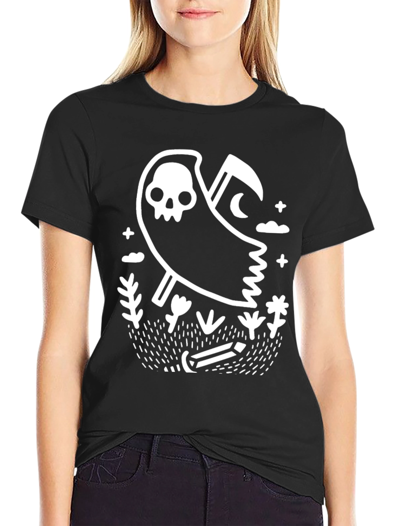 Grim Reaper Graphic Tee - Black Cotton T-Shirt