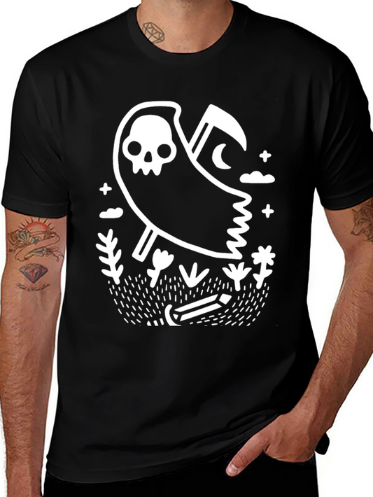 Grim Reaper Graphic Tee - Black Cotton T-Shirt